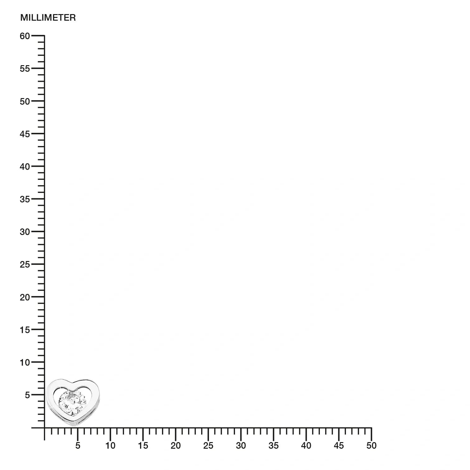 Silverhalsband, hjärta med vit sten - 42 cm 2