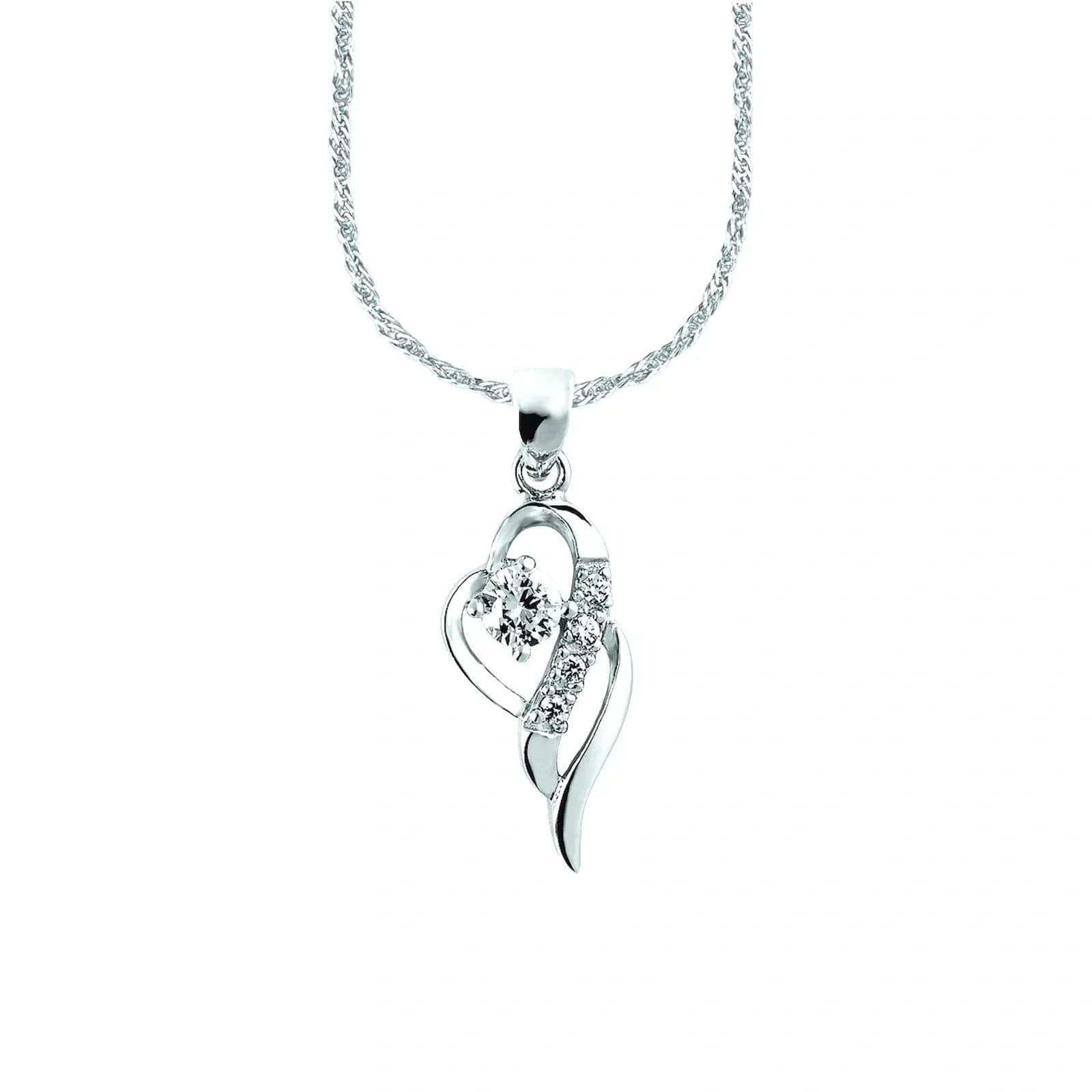 Silverhalsband, snirkligt öppet hjärta - 42 cm