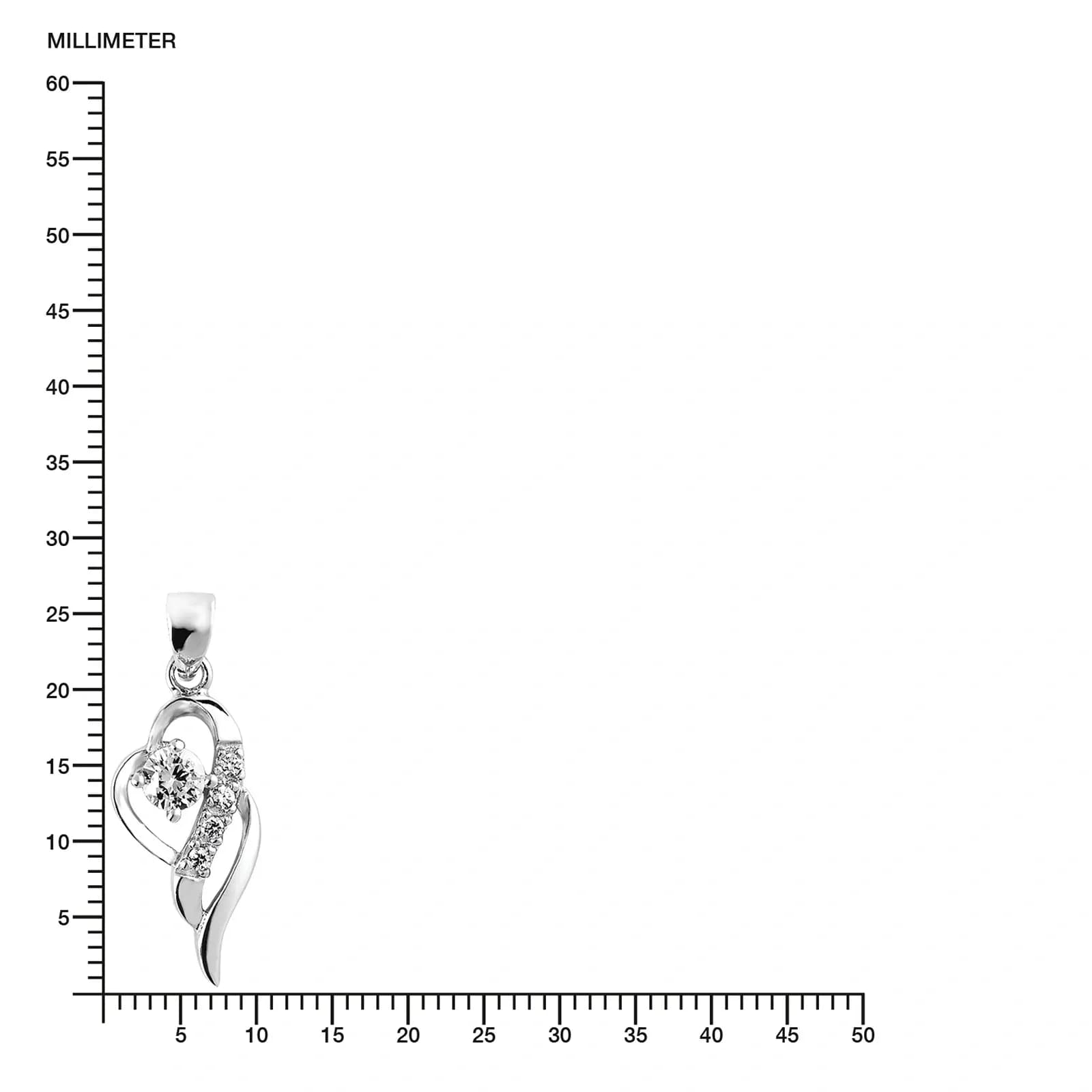 Silverhalsband, snirkligt öppet hjärta - 42 cm 3