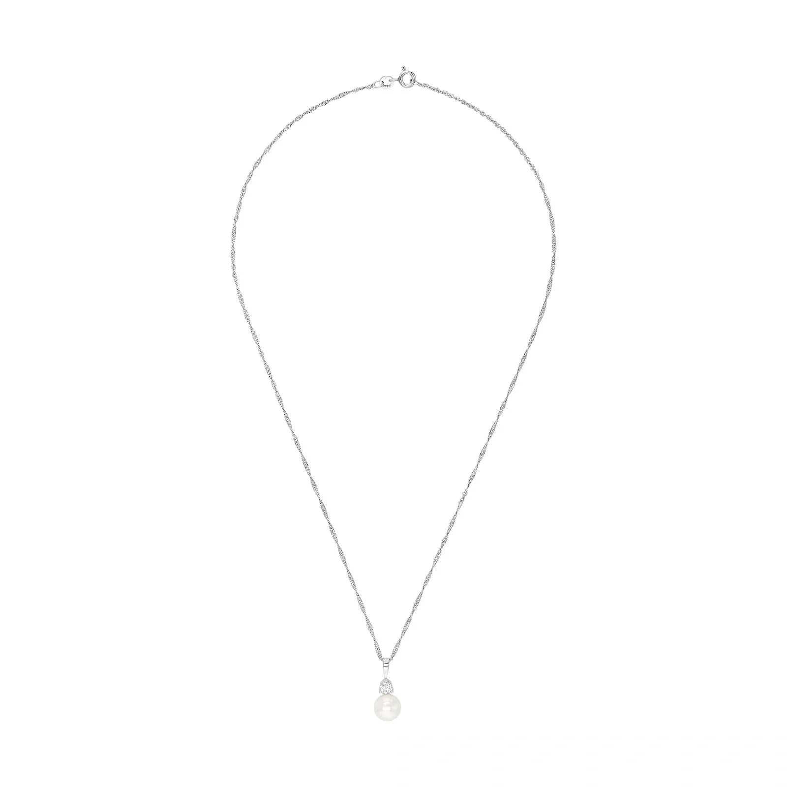 Silverhalsband, cirkel med vita stenar - 45 cm 2