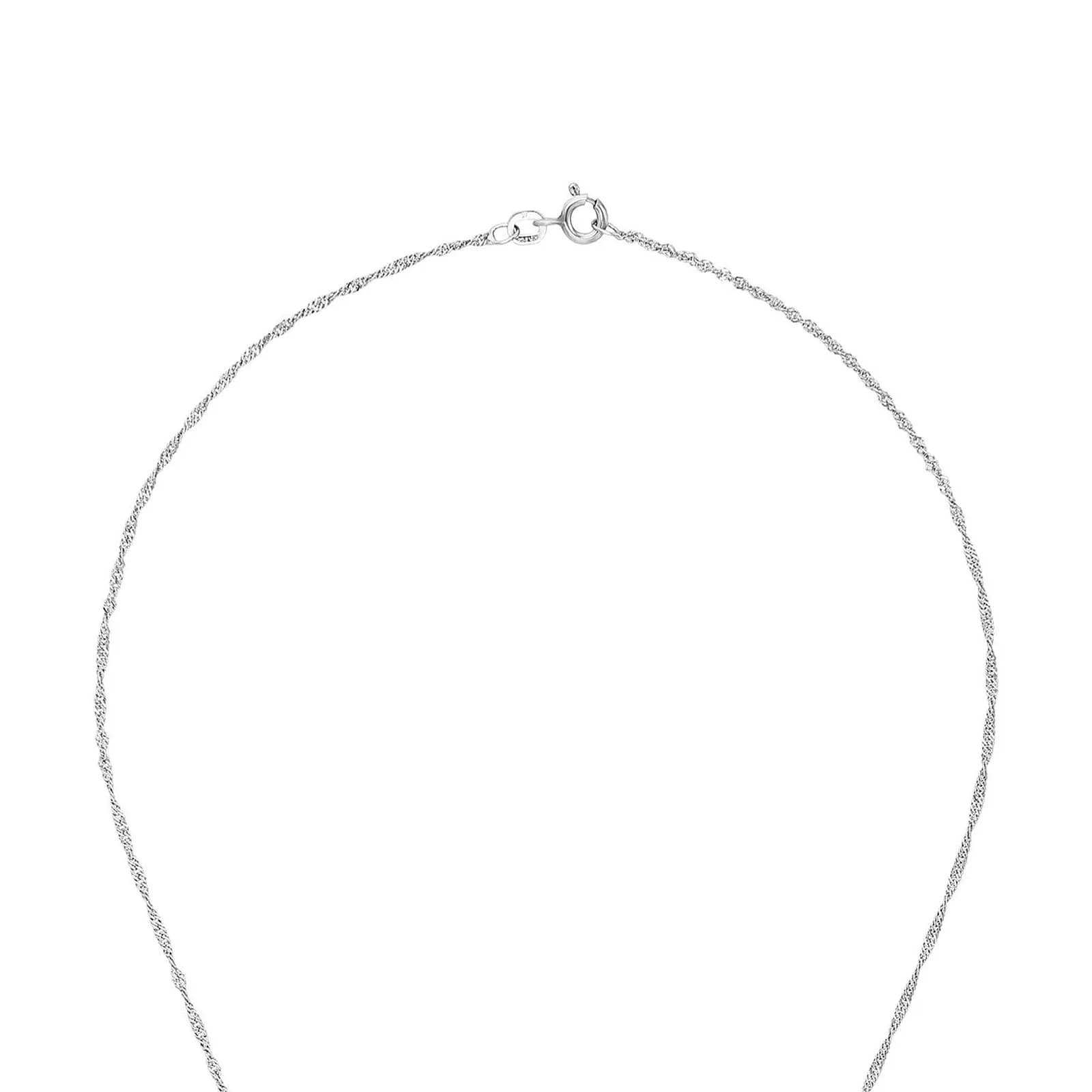 Silverhalsband, cirkel med vita stenar - 45 cm 3