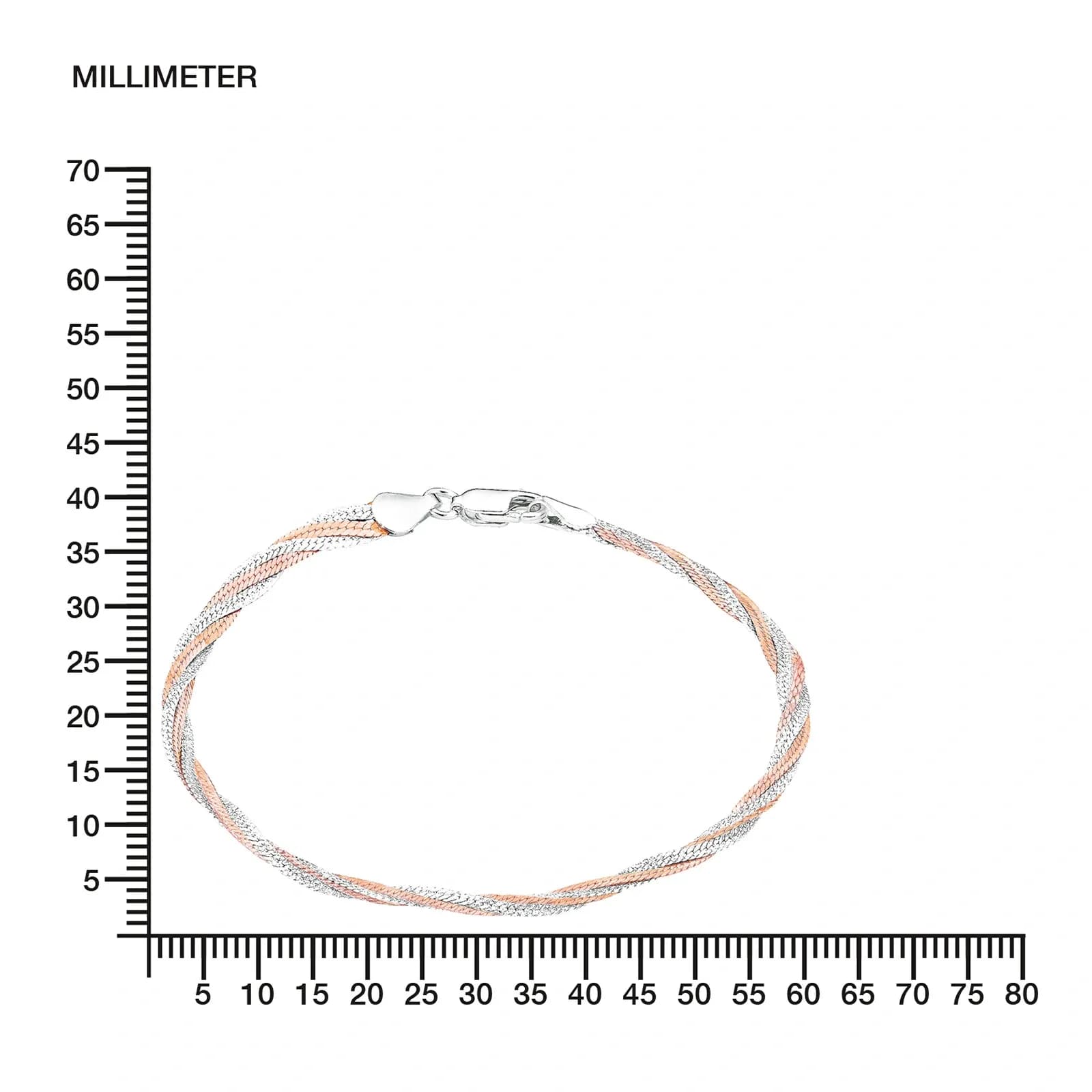 Silverarmband - bicolor, tvinnade länkar, 19 cm 2