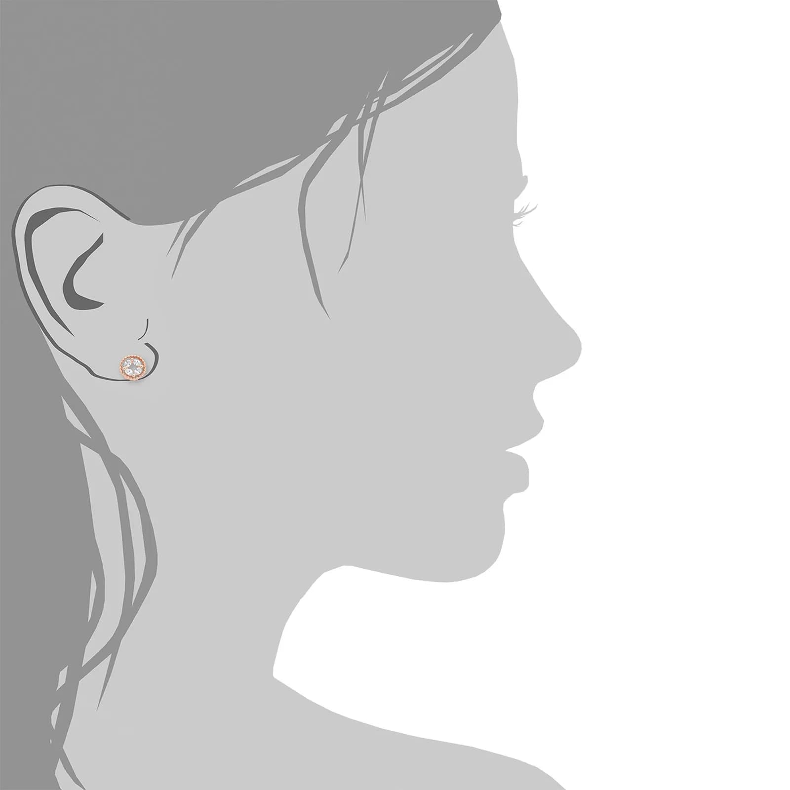 Guldpläterade silverörhängen, studs runda med vita stenar - 8 mm 2