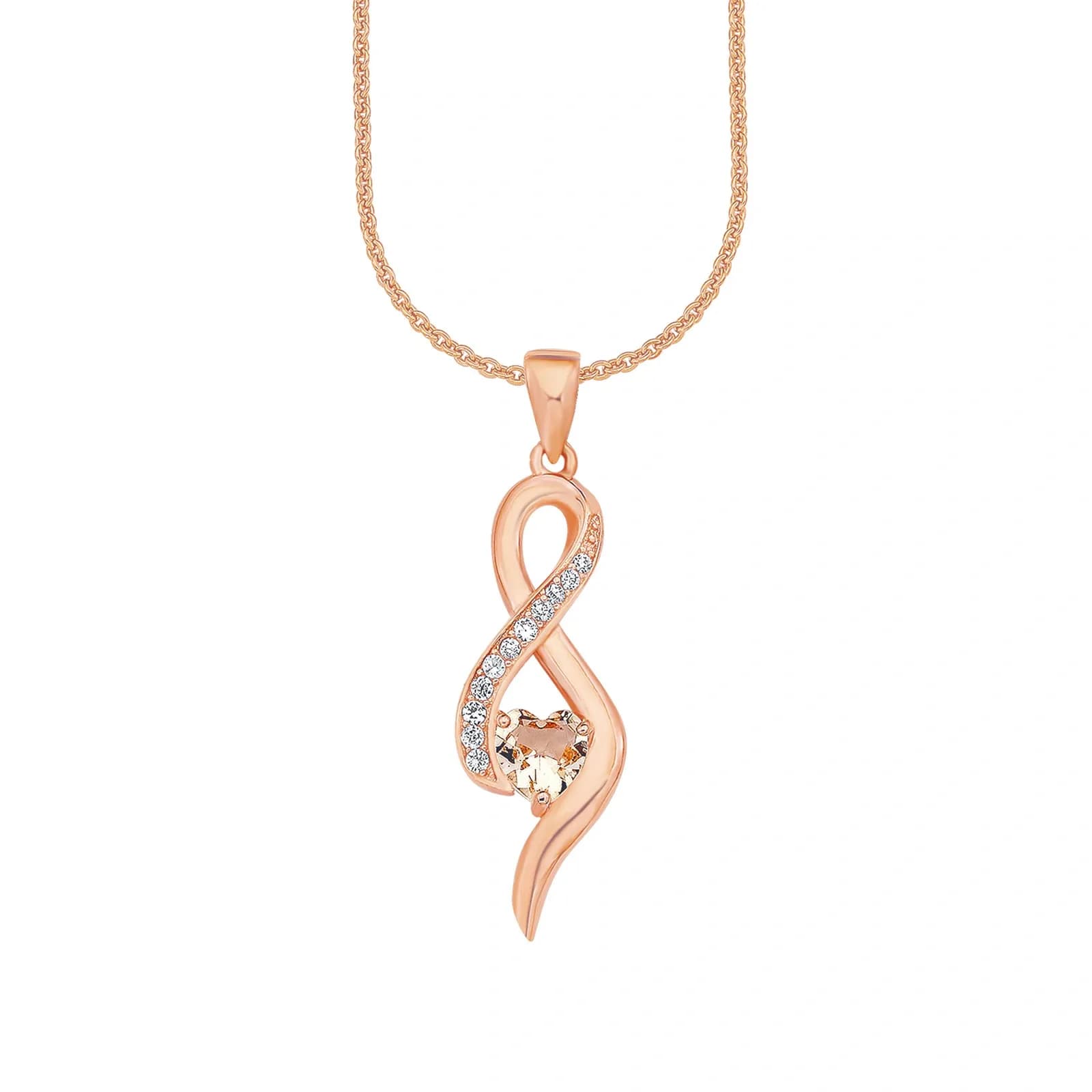Rosegoldpläterat silverhalsband, infinitysymbol - 45 cm