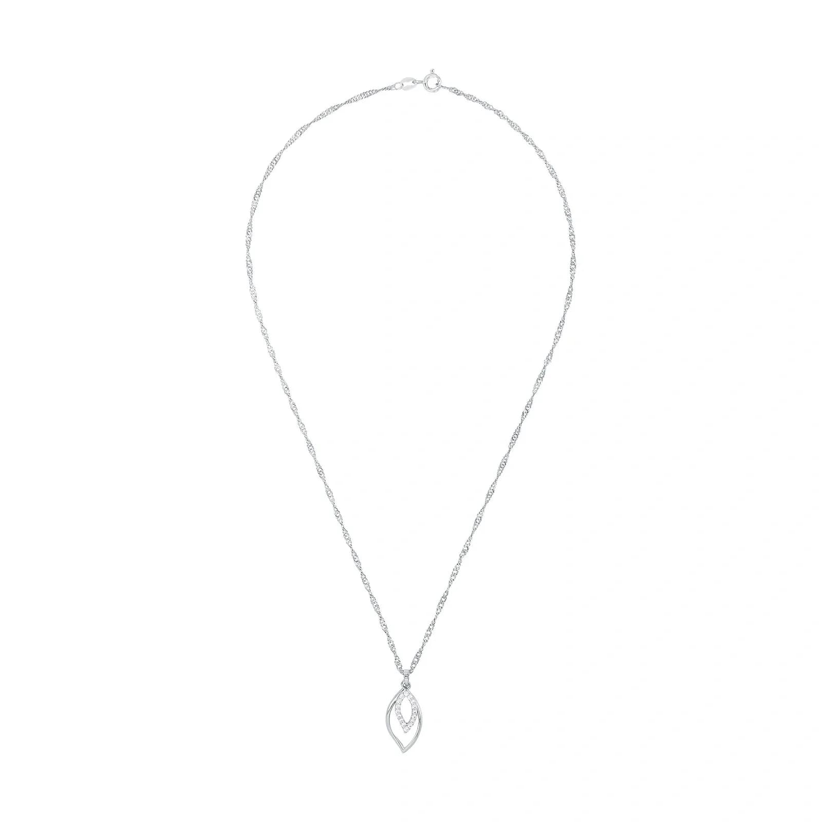 Silverhalsband, droppe med vita stenar - 45 cm 2