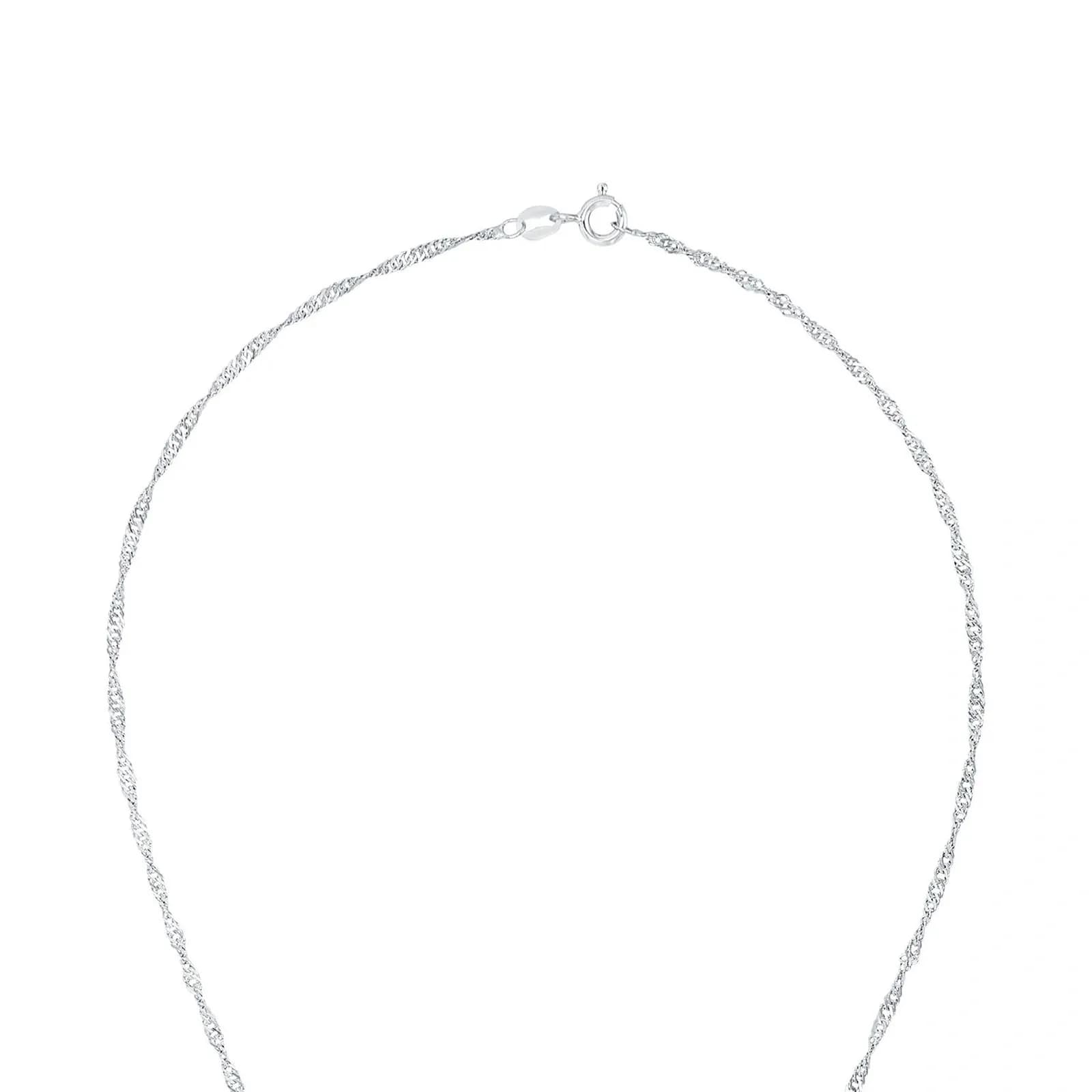 Silverhalsband, droppe med vita stenar - 45 cm 3