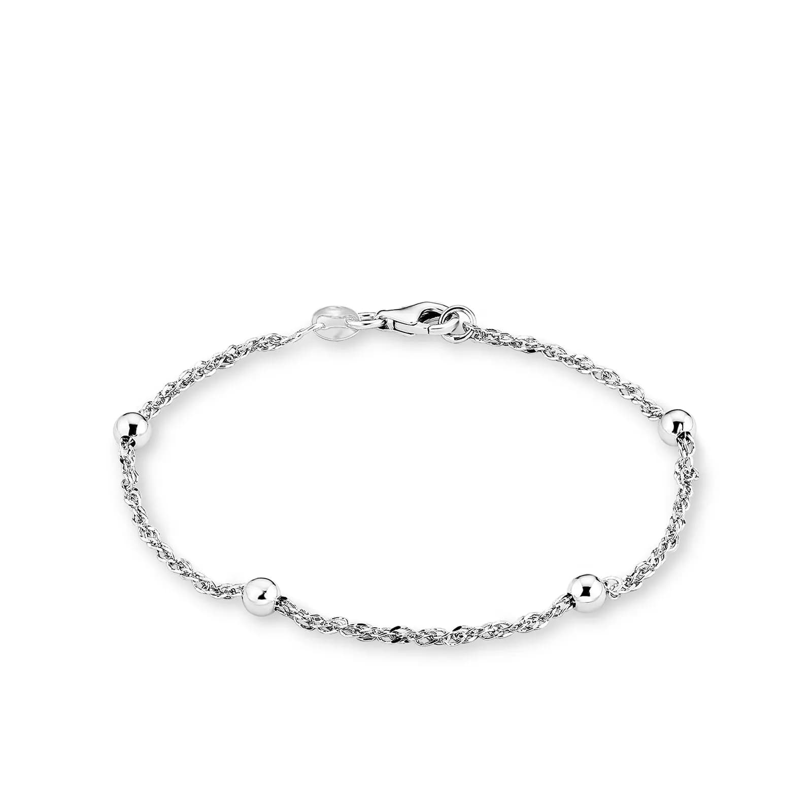 Silverarmband, tvinnad länk med bollar - 19 cm
