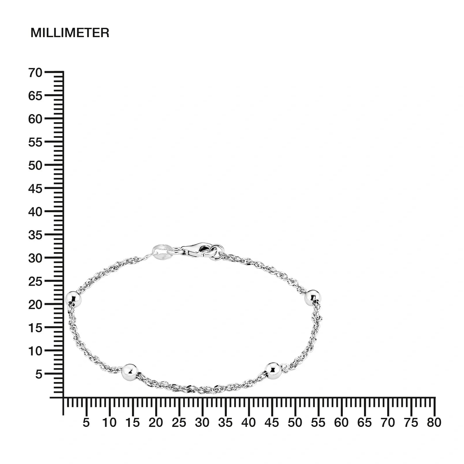Silverarmband, tvinnad länk med bollar - 19 cm 3