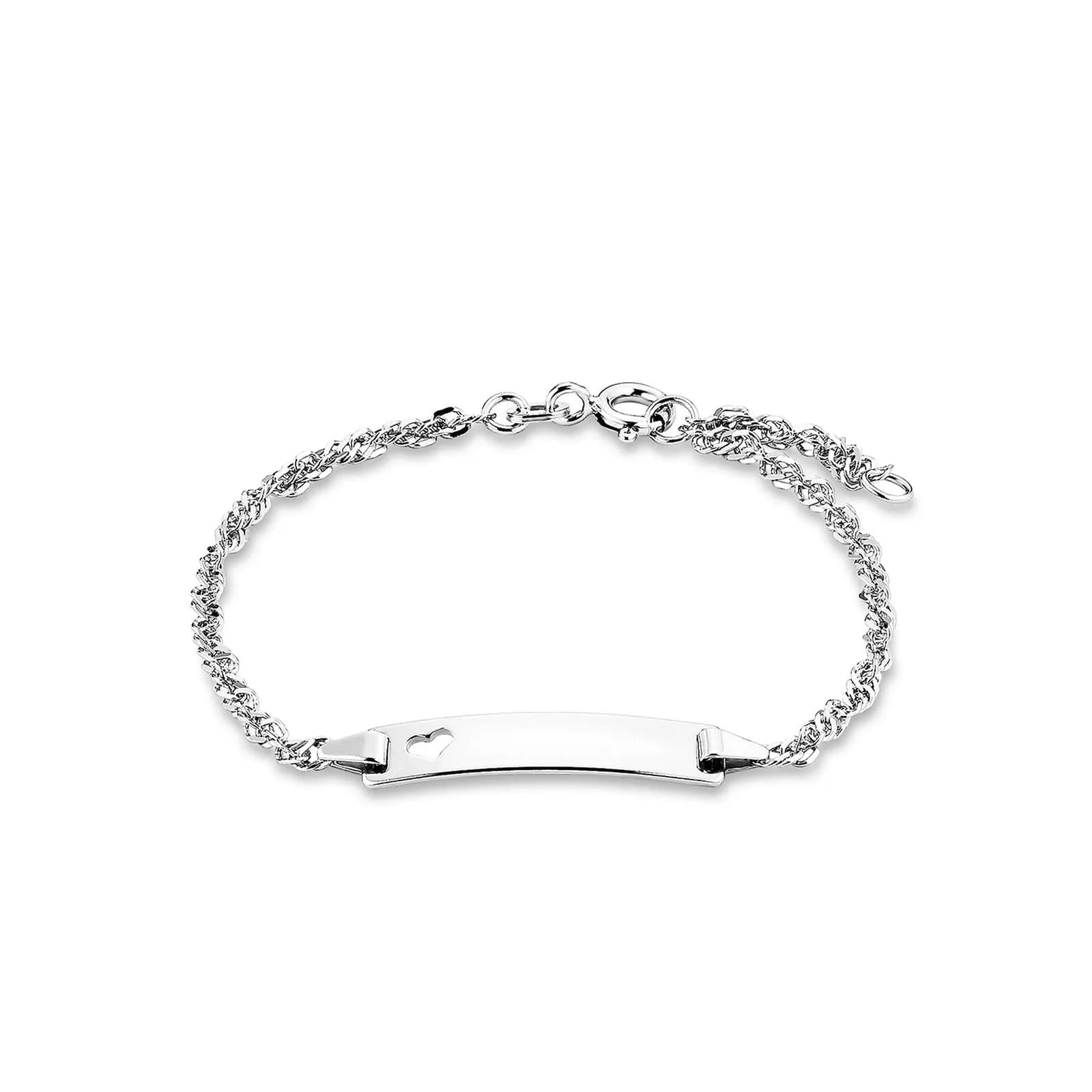 Silverarmband - gravyrbricka, hjärta, 16-18 cm