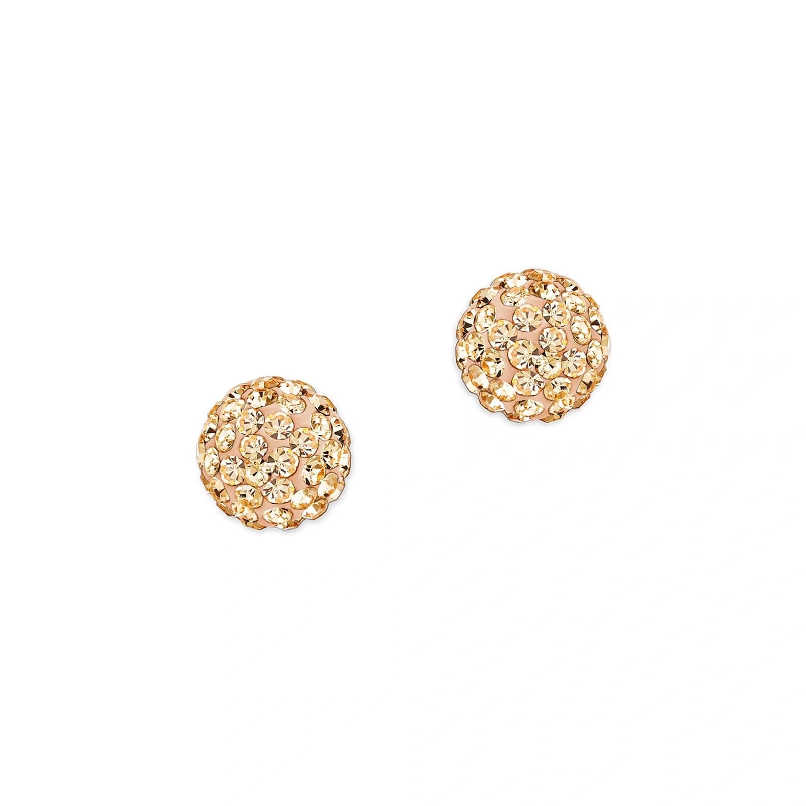 Guldpläterade silverörhängen, studs runda champagnefärgade stenar - 8 mm 3