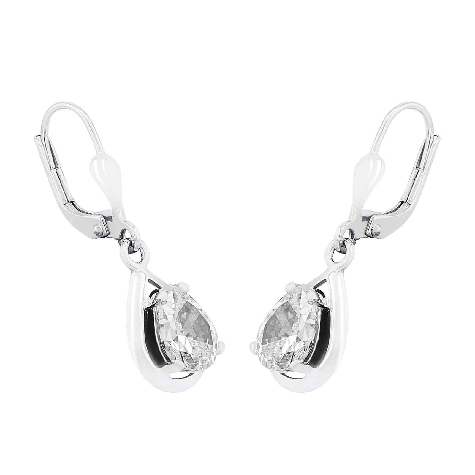 Silverörhängen, hängande droppformade stenar - 28 mm 3