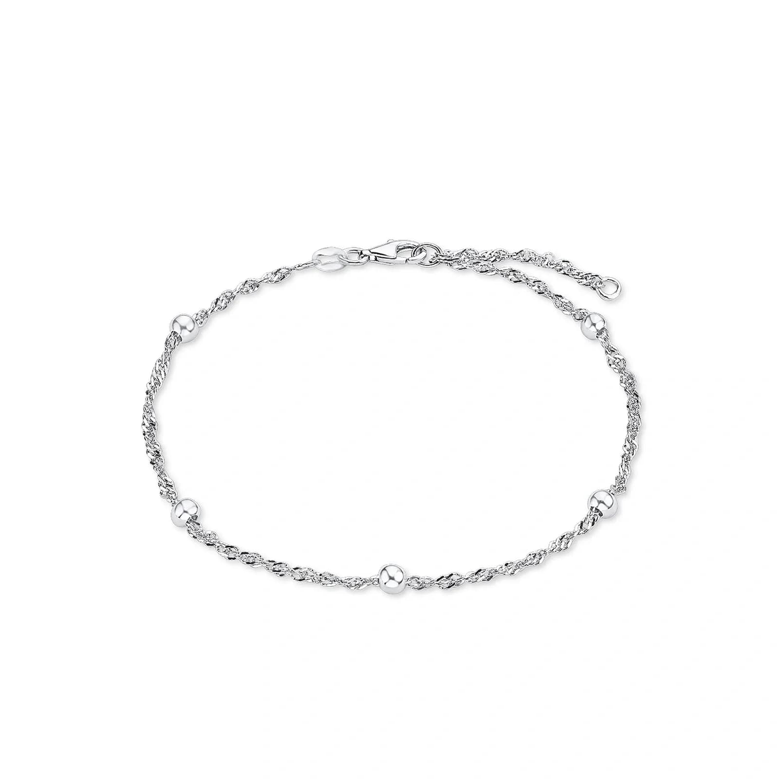 Fotlänk i äkta silver - kulor, 25 cm