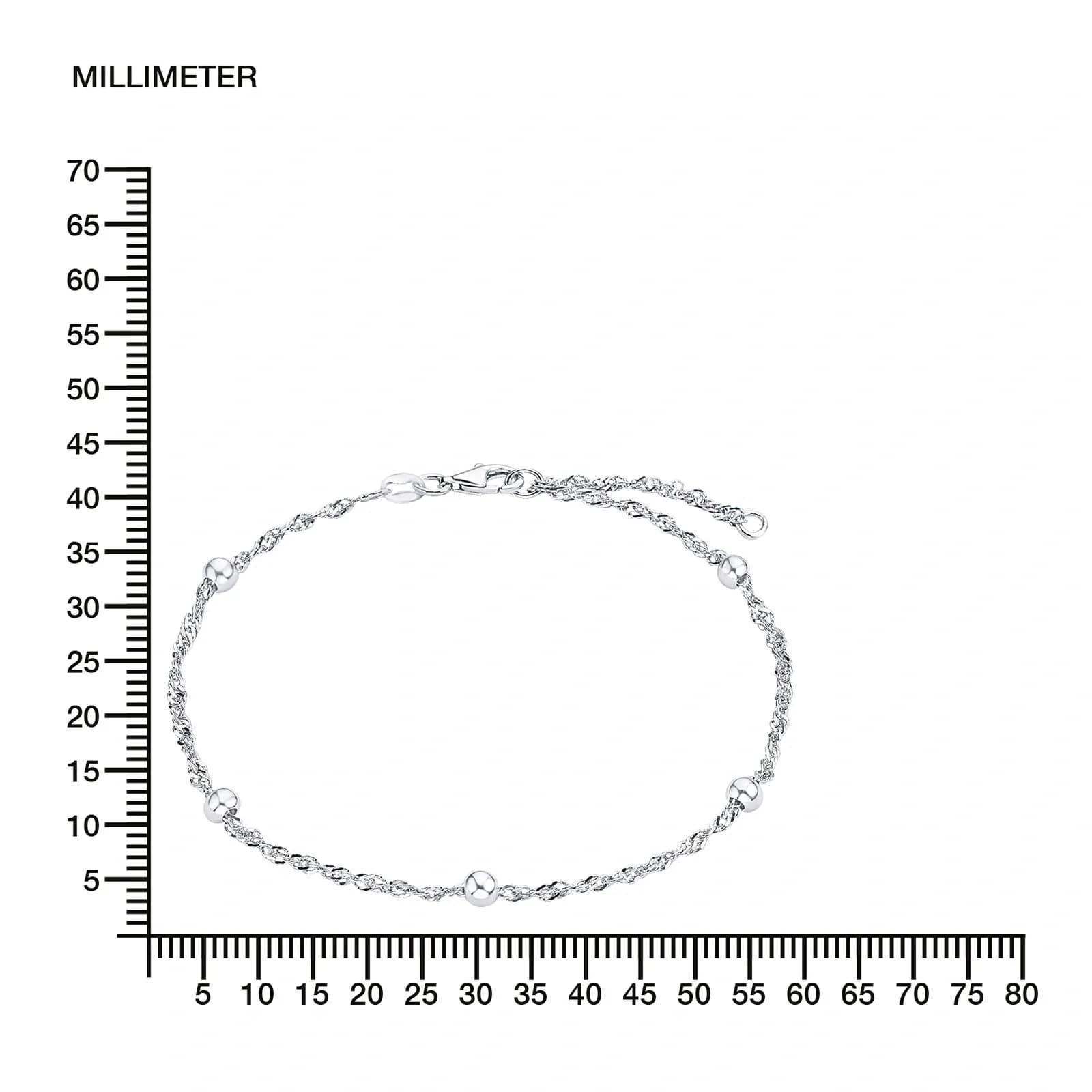 Fotlänk i äkta silver - kulor, 25 cm 3