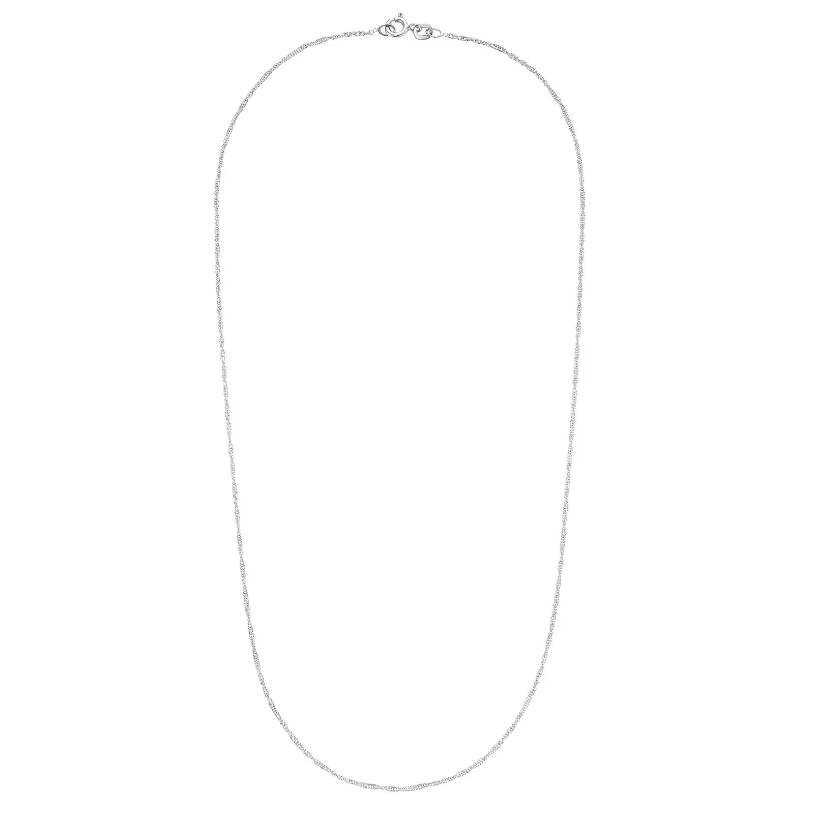 Silverhalsband, rund vit sten i fyrklo - 42 cm
