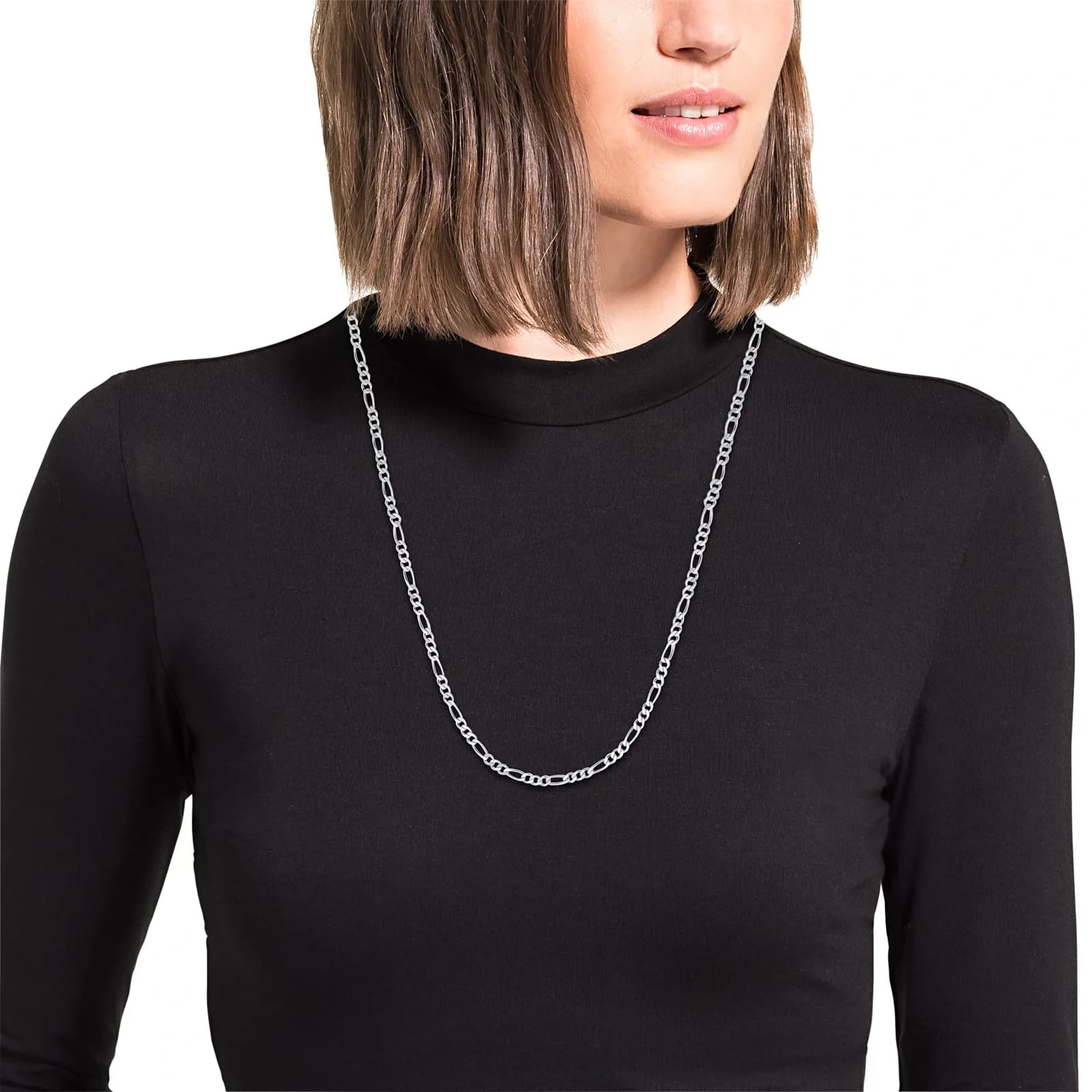 Silverhalsband - figarolänk, 50 cm 2