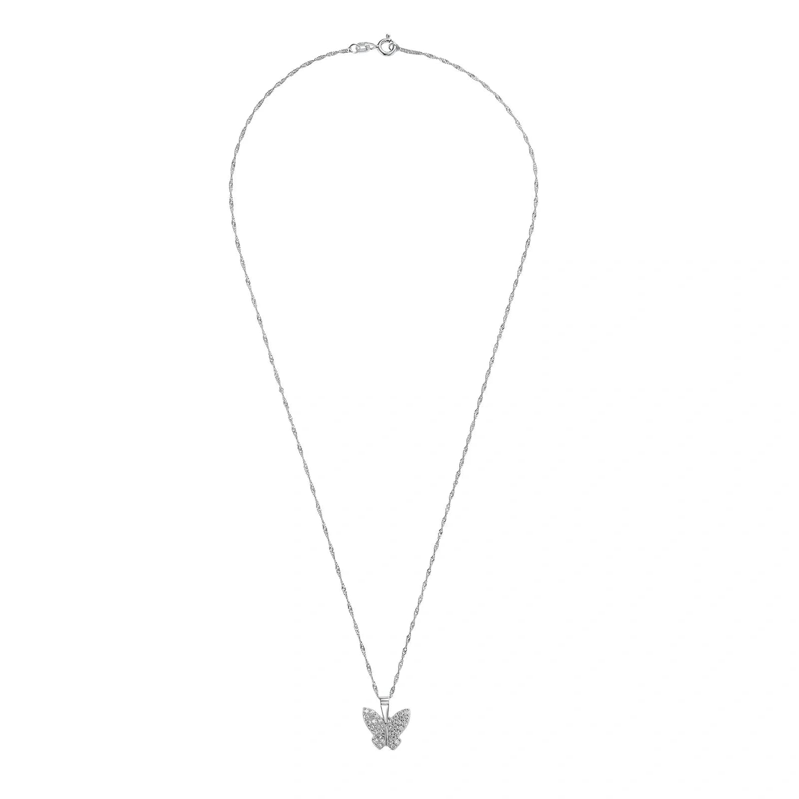 Silverhalsband, berlock fjäril - 42 cm 2
