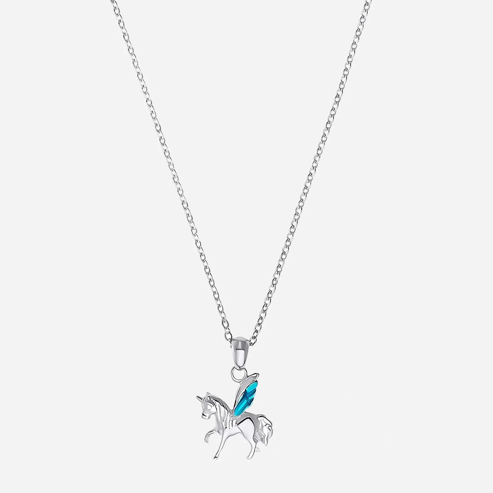 Silverhalsband barn, enhörning med emalj - 35–38 cm