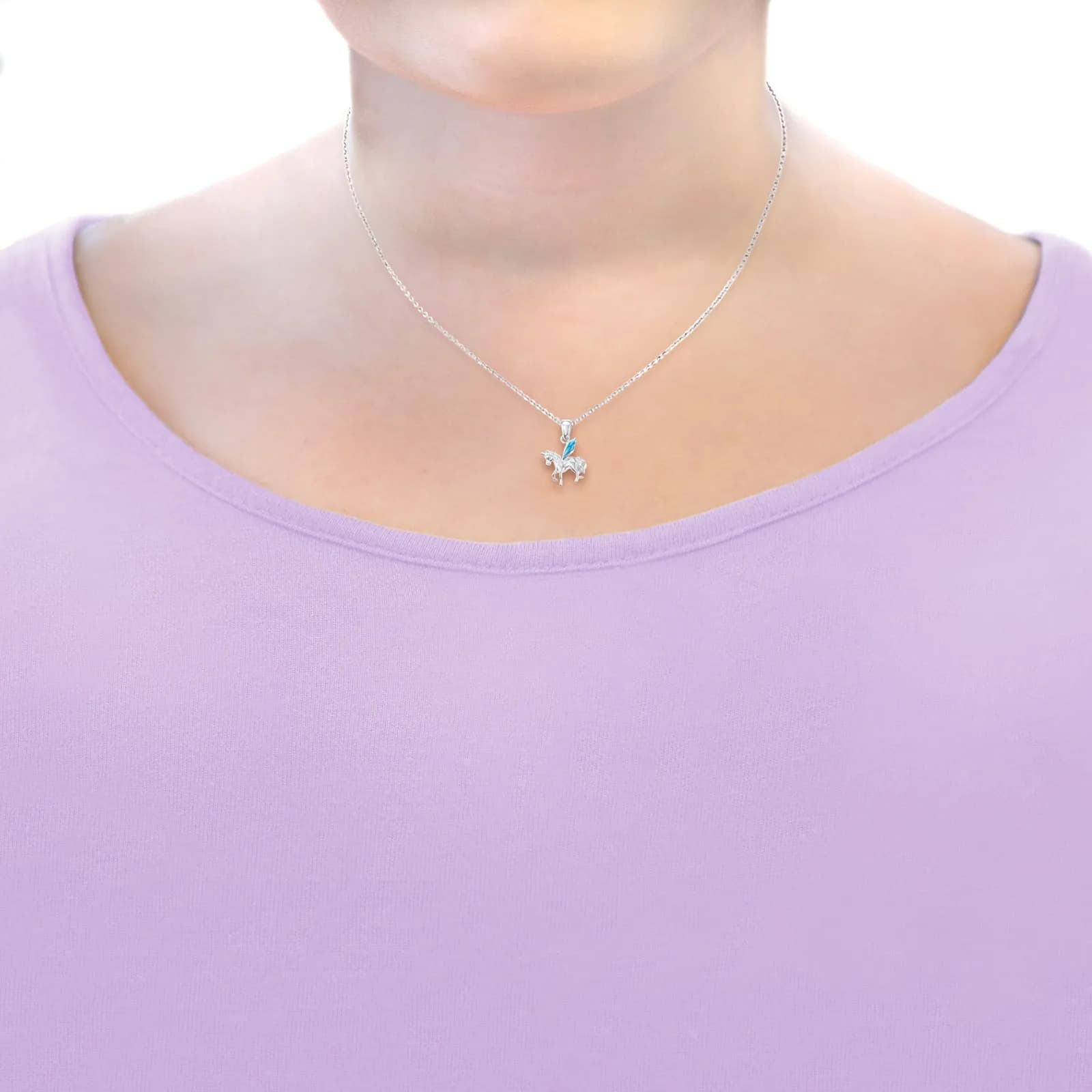 Silverhalsband barn, enhörning med emalj - 35–38 cm 2