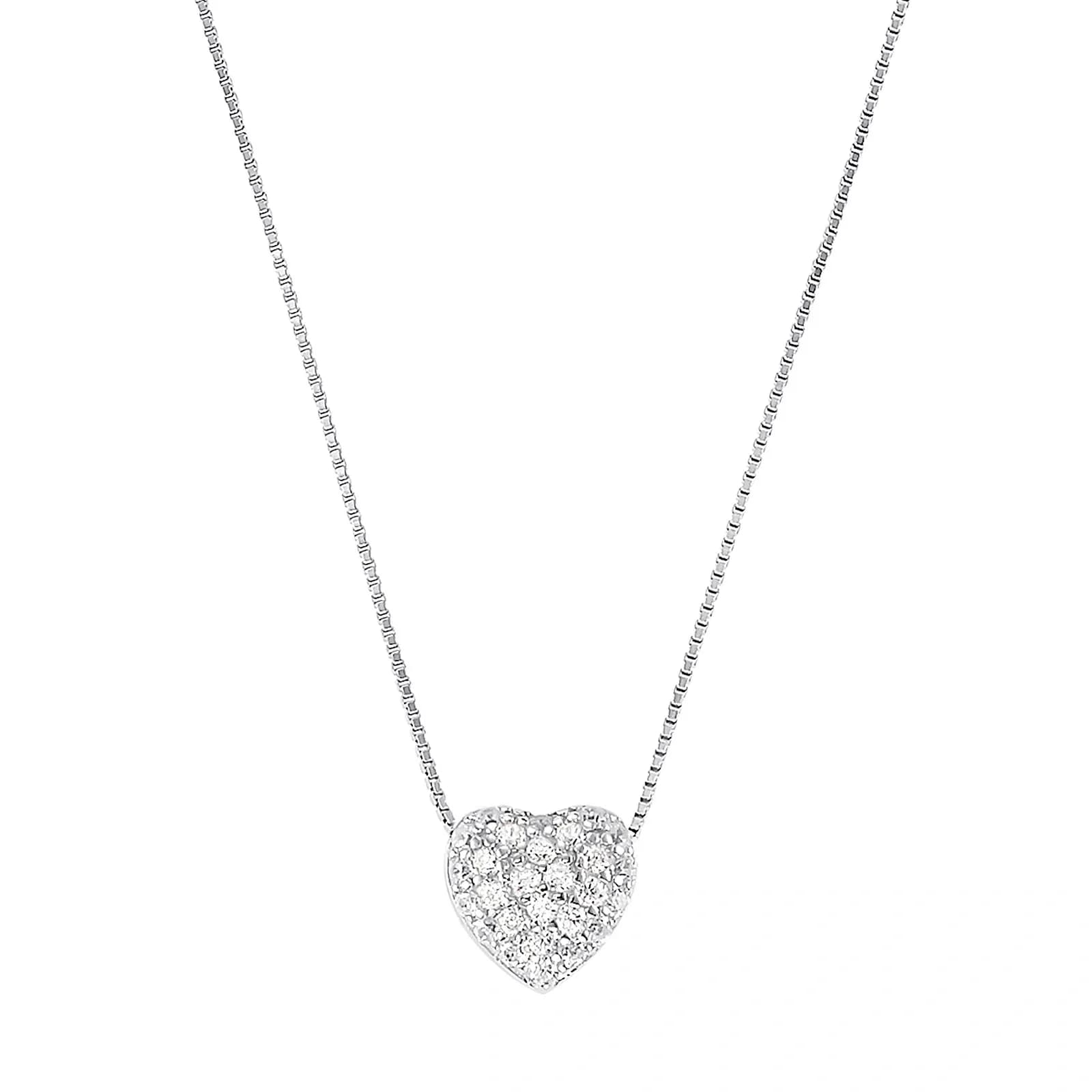 Silverhalsband, venezialänk med hjärta - 42 cm