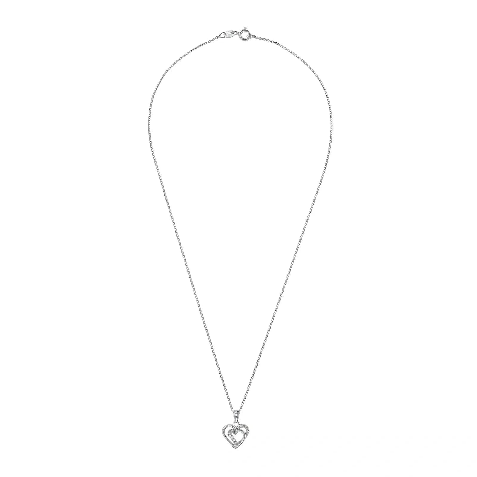 Silverhalsband, slingrande hjärtan - 42 cm 3