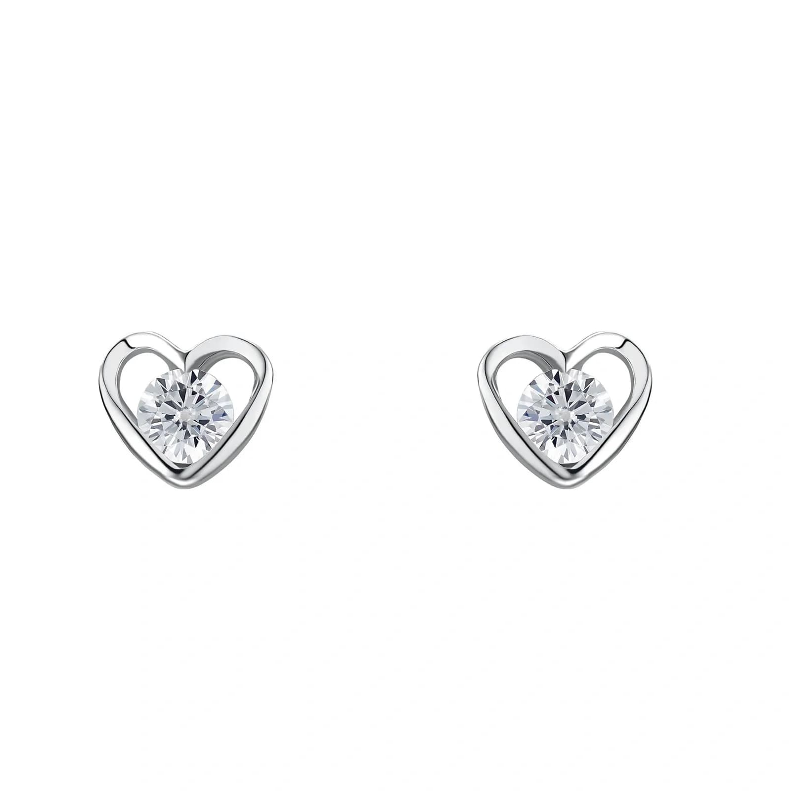 Silverörhängen, studs hjärtan - 5 mm 3