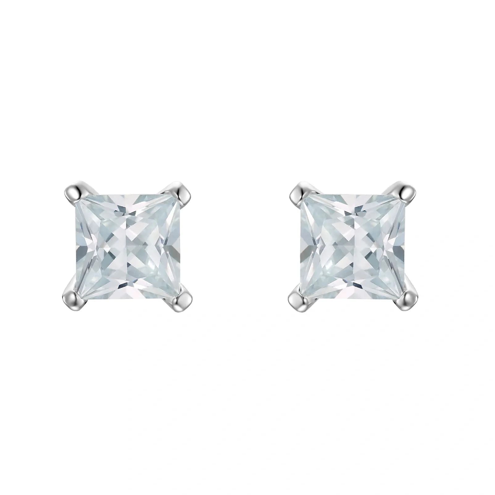 Silverörhängen, studs kvadratiska med svarta stenar - 6 mm 3