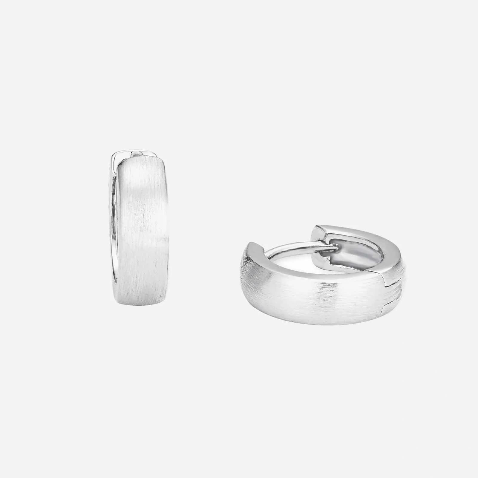 Silverörhängen, breda matta creoler - 14 mm