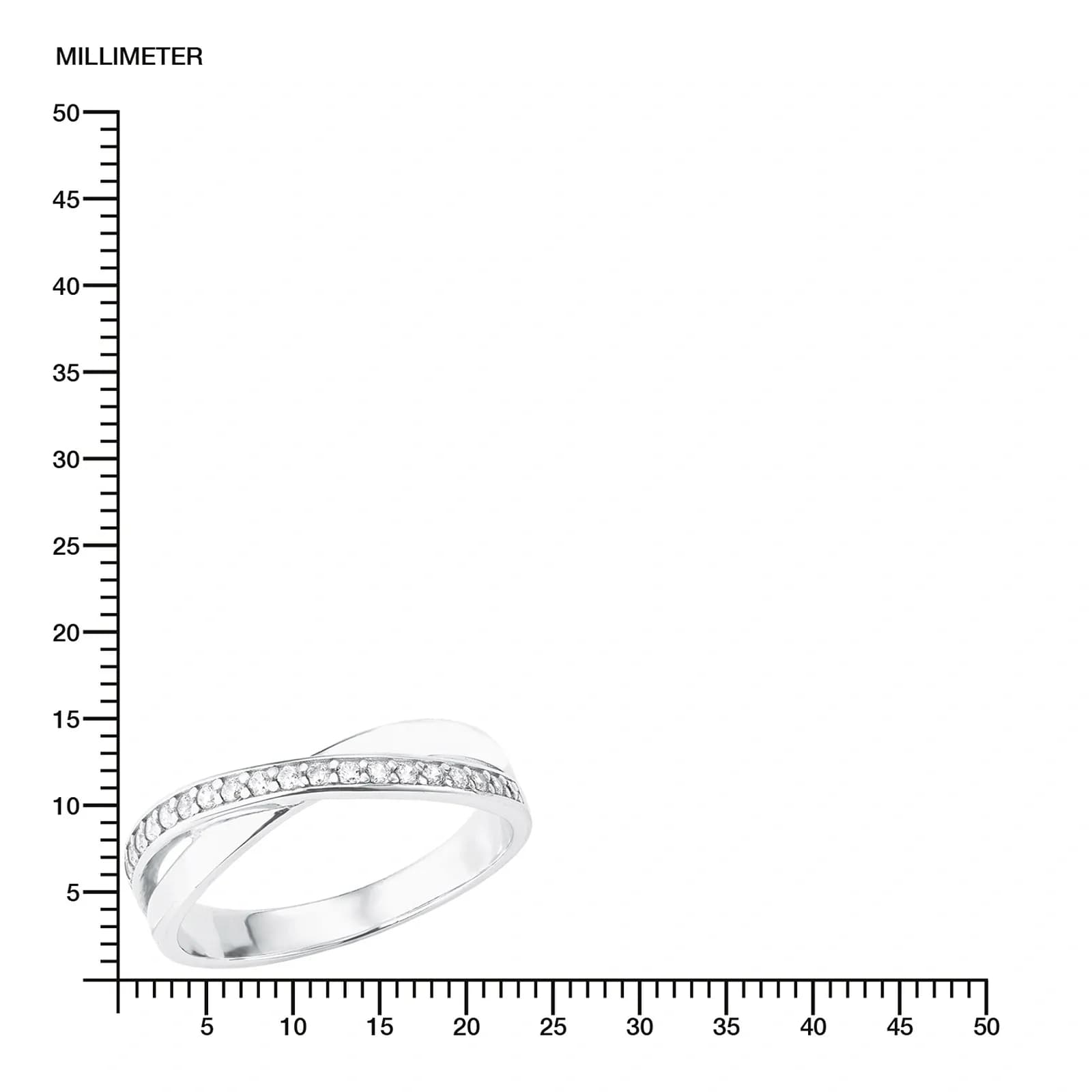 Silverring - x-modell, vita Kubisk Zirkonia 3