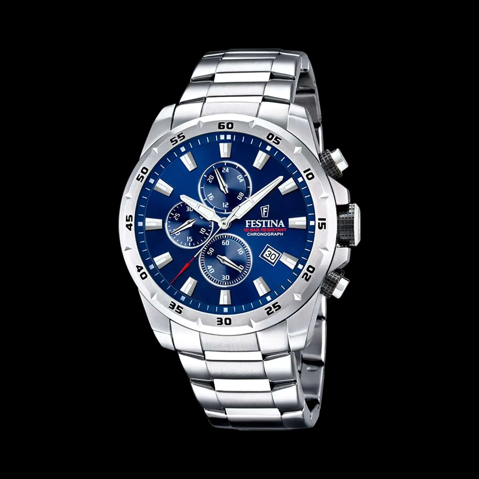 Festina Chrono Sport herrklocka blå/stål, metallband - F20463/2