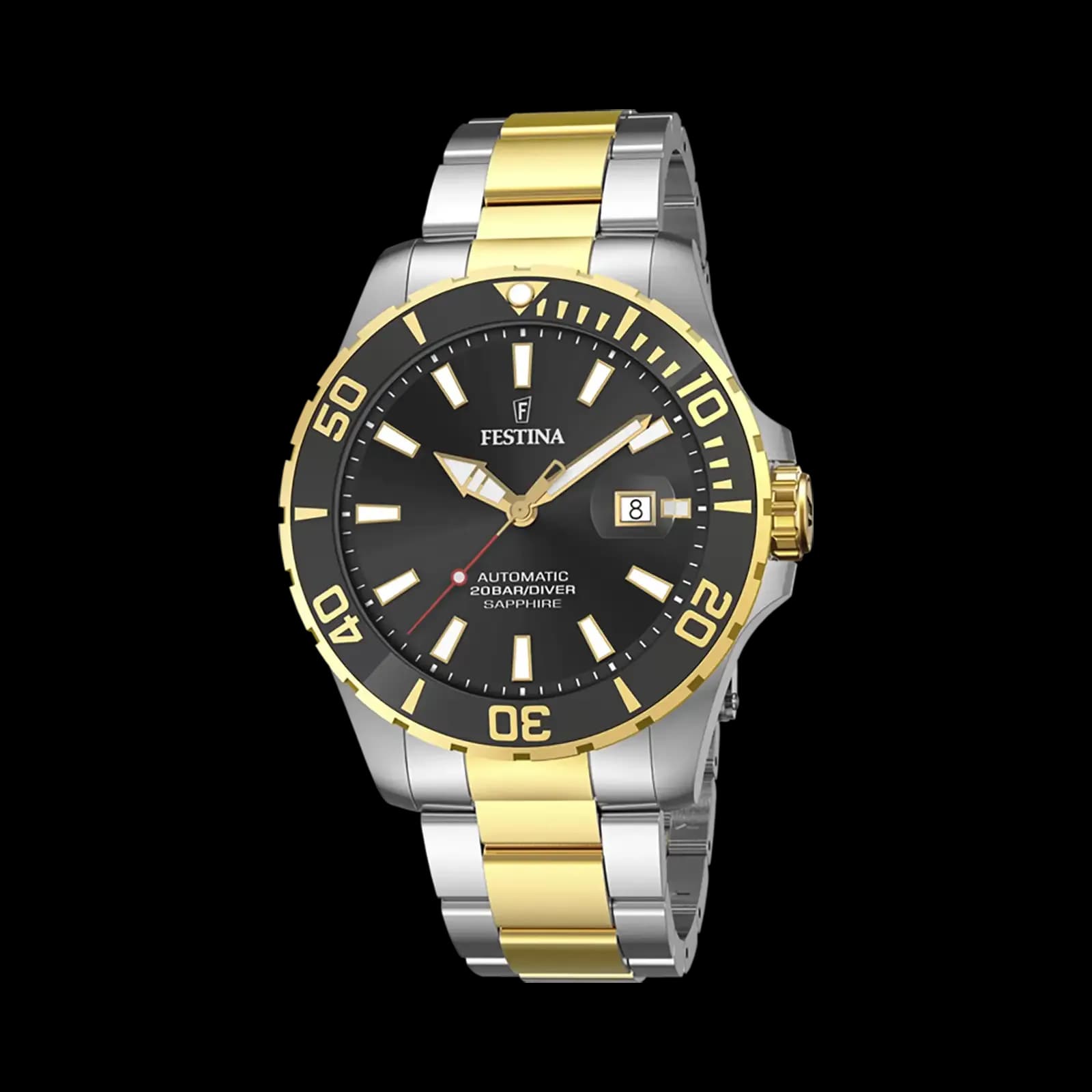 Festina Automatic Diver automatisk svart/bicolor, metallband - F20532/2