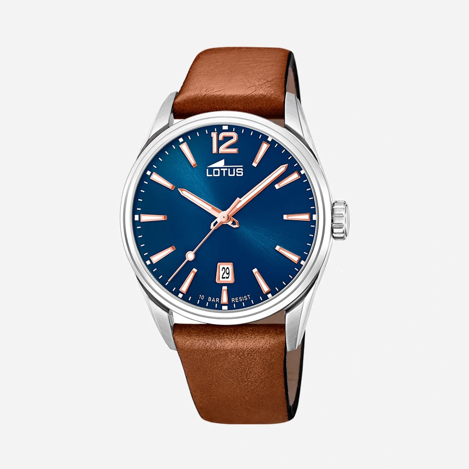 Lotus herrklocka -  datum, läder/blå, 42 mm