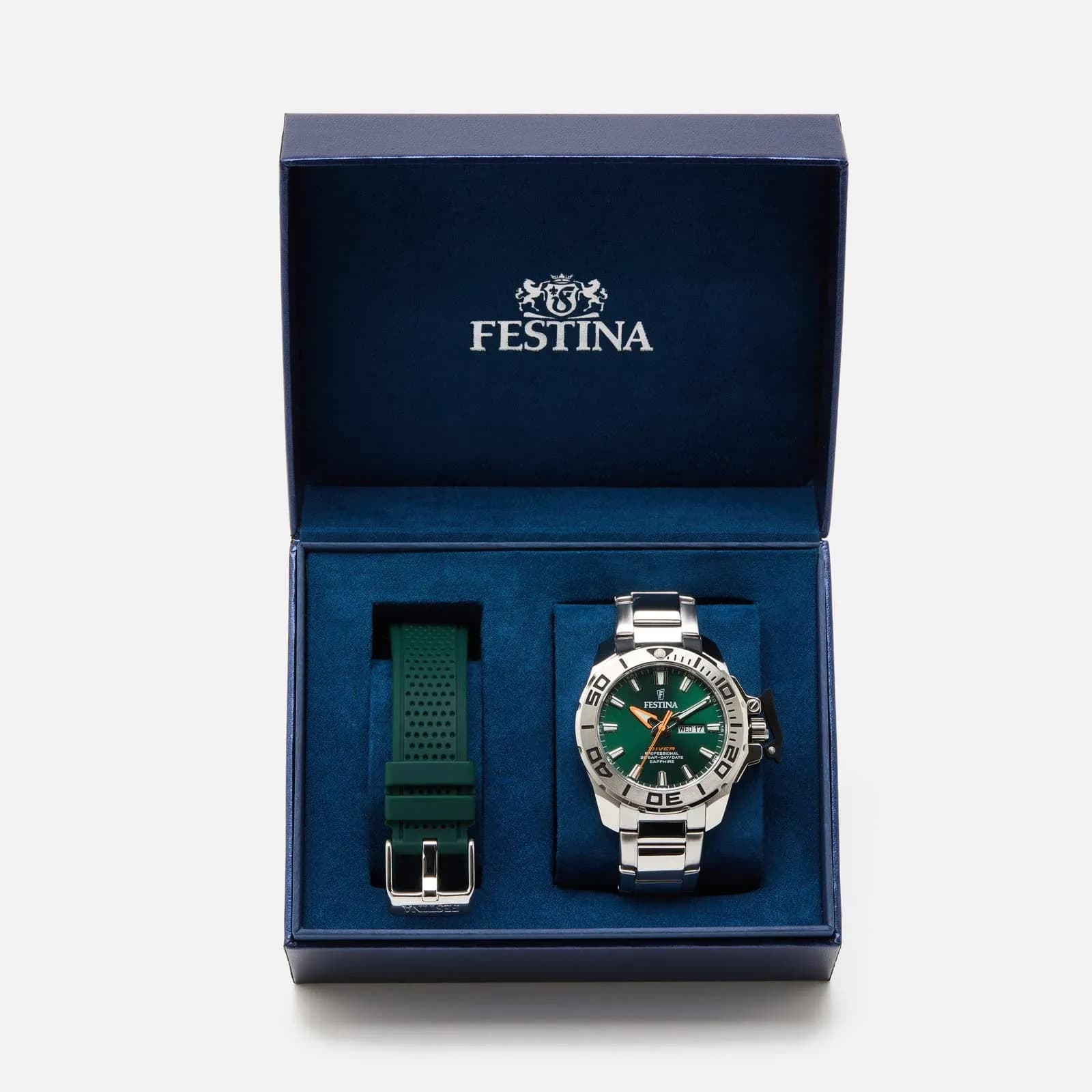 Festina The Original Diver herrklocka grön/stål, metallband - F20665/2 2