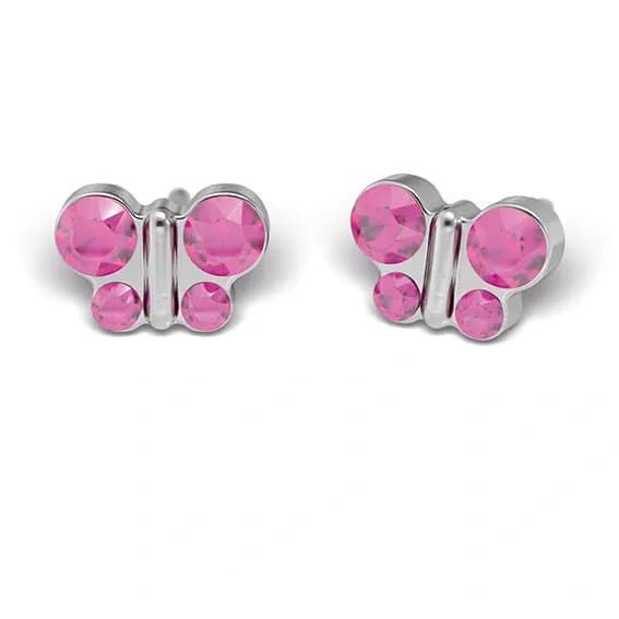 STUDEX - 1st örhänge kirurgiskt stål, rosa fjäril 7mm