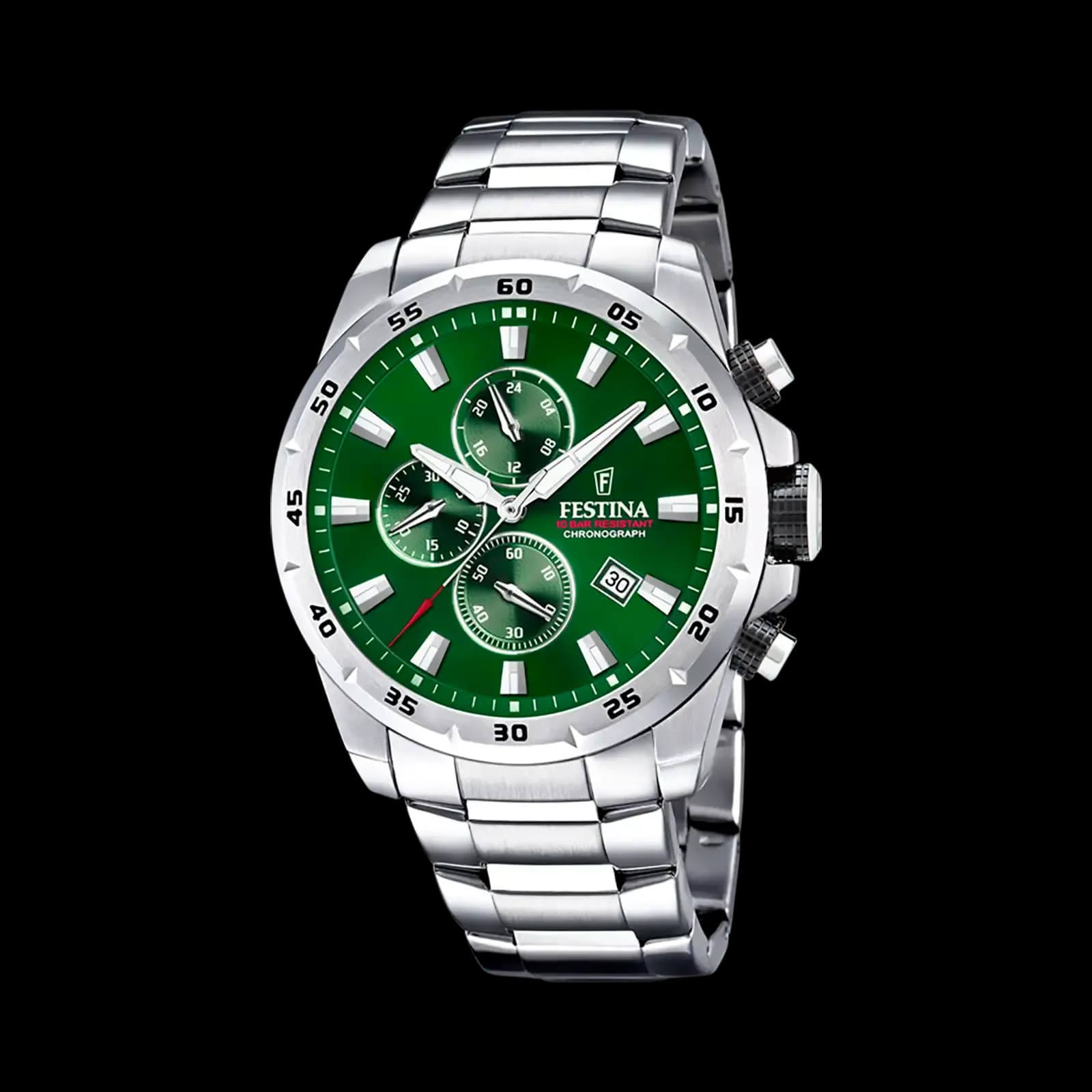 Festina Chrono Sport herrklocka grön/stål, metallband - F20463/3