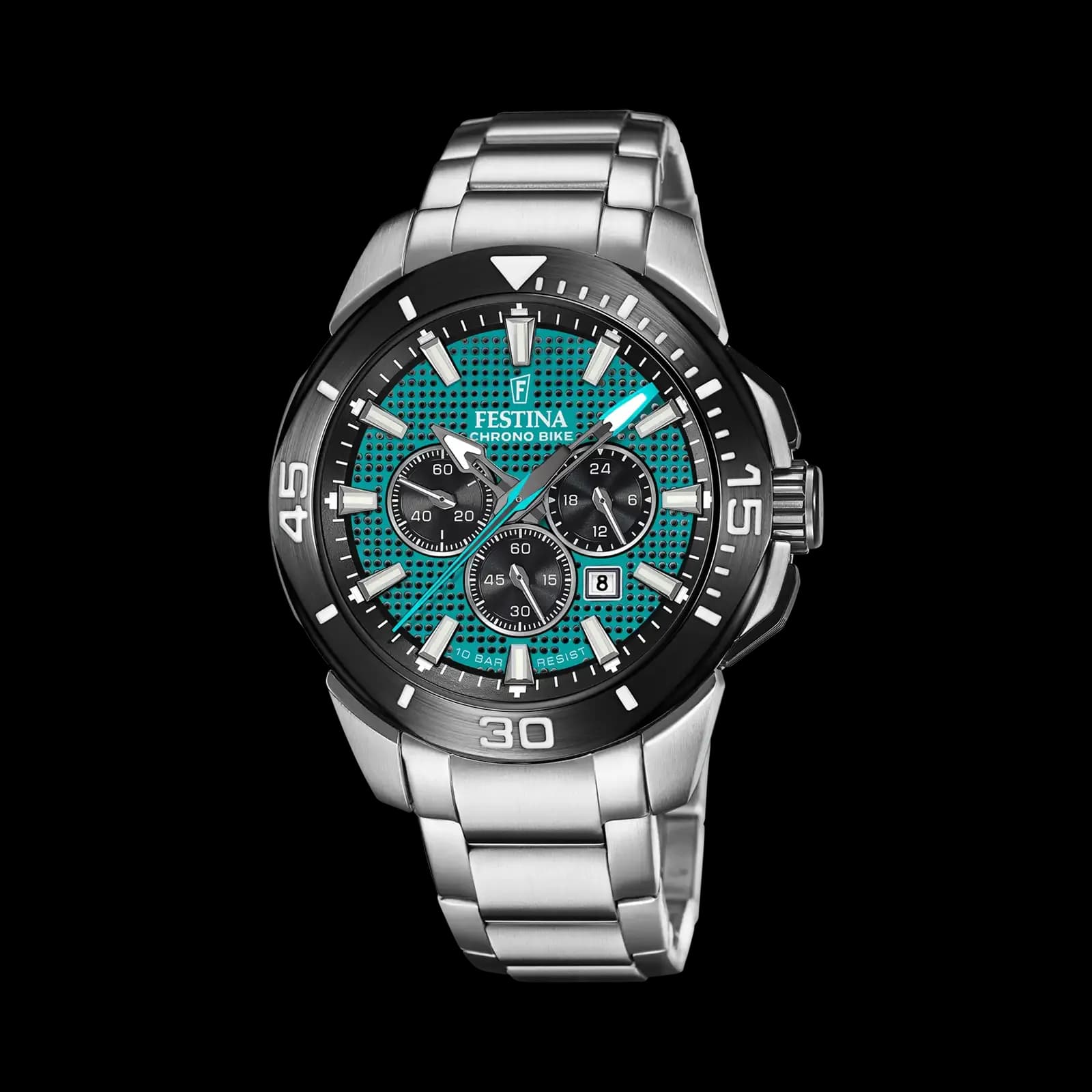 Festina Chrono Bike herrklocka grön/stål, metallband - F20641/3