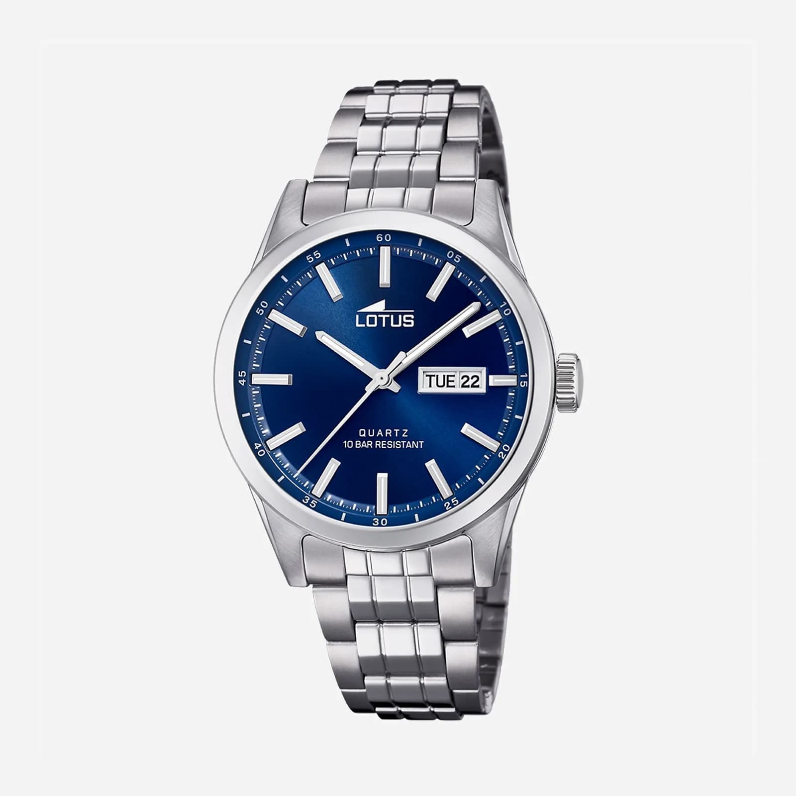 Lotus herrklocka - dag/datum, stål/blå, 42mm