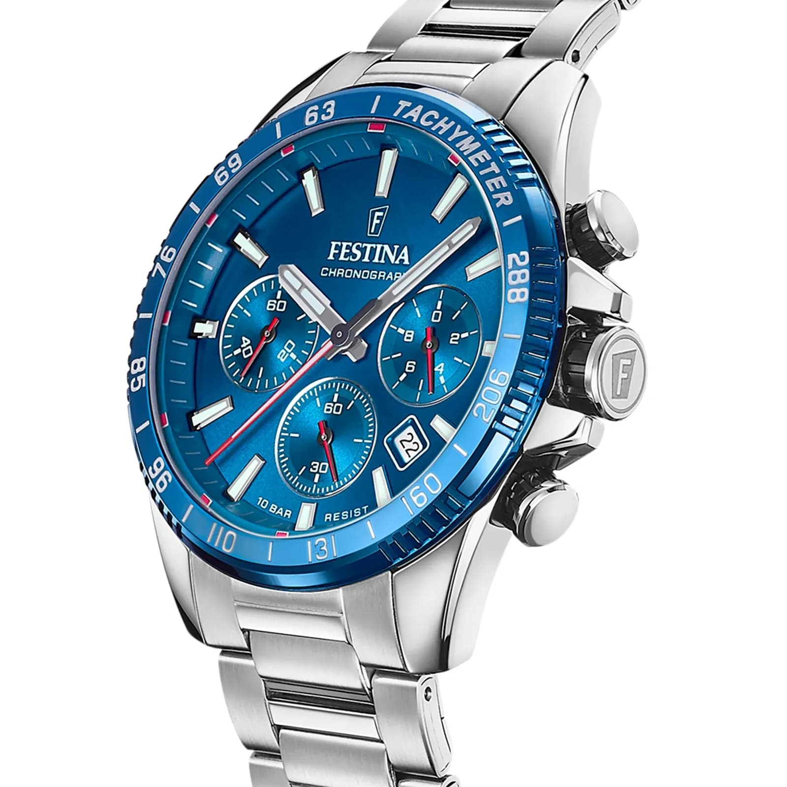 Festina Timeless Chronograph herr blå/stål, metallband - F20560/3 2