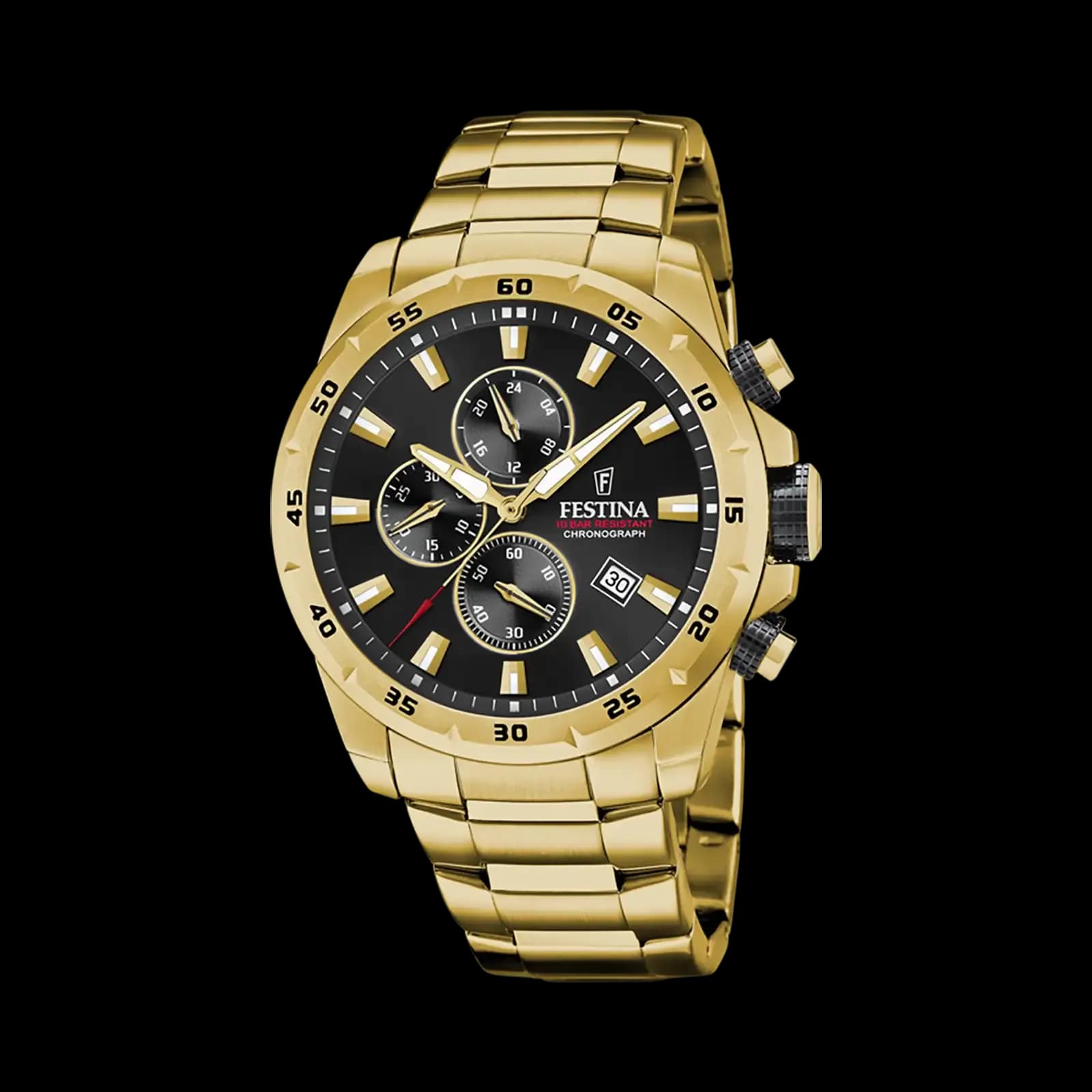 Festina Chrono Bike herrklocka svart/guld, metallband - F20541/4