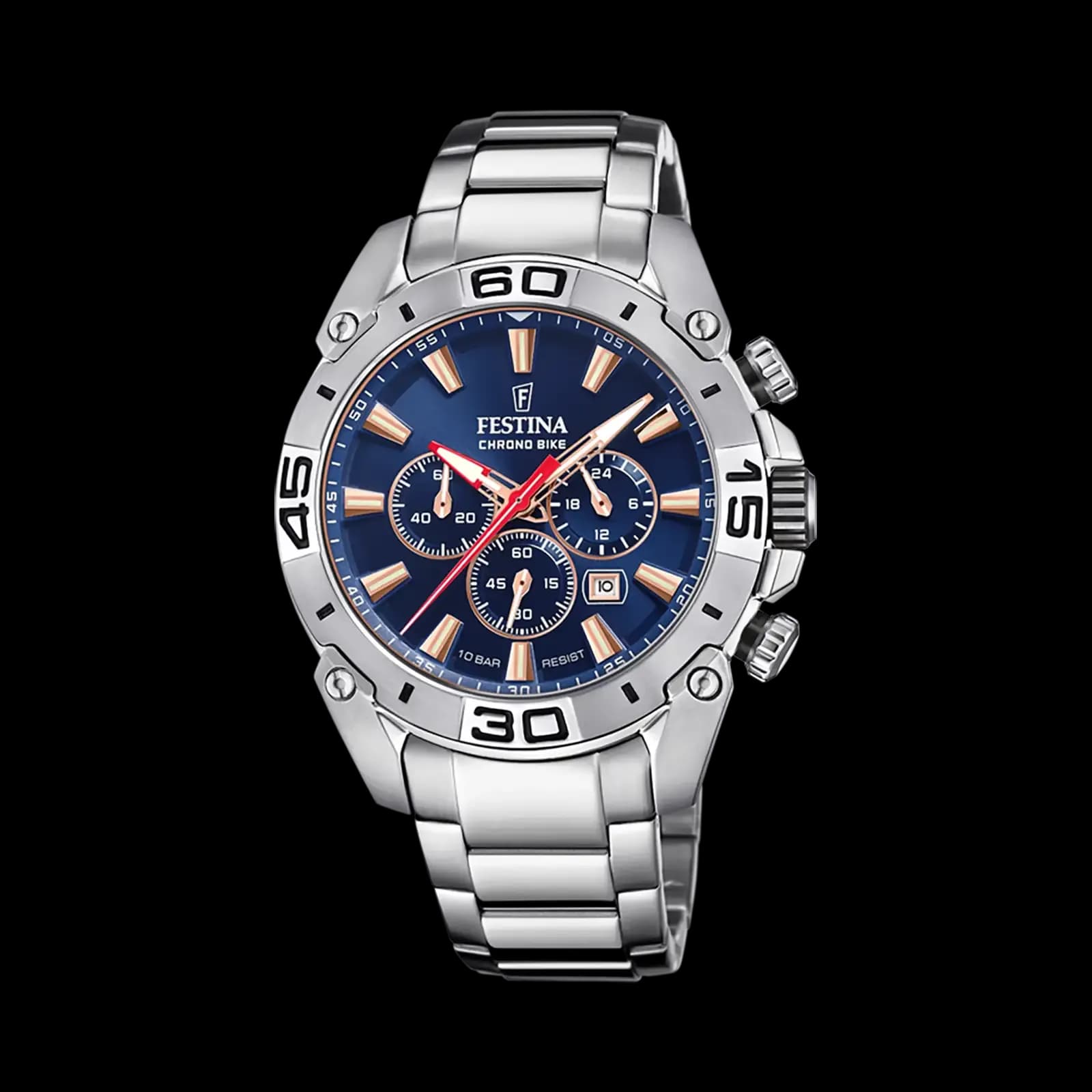 Festina Chrono Bike herrklocka svart/stål, metallband - F20543/4