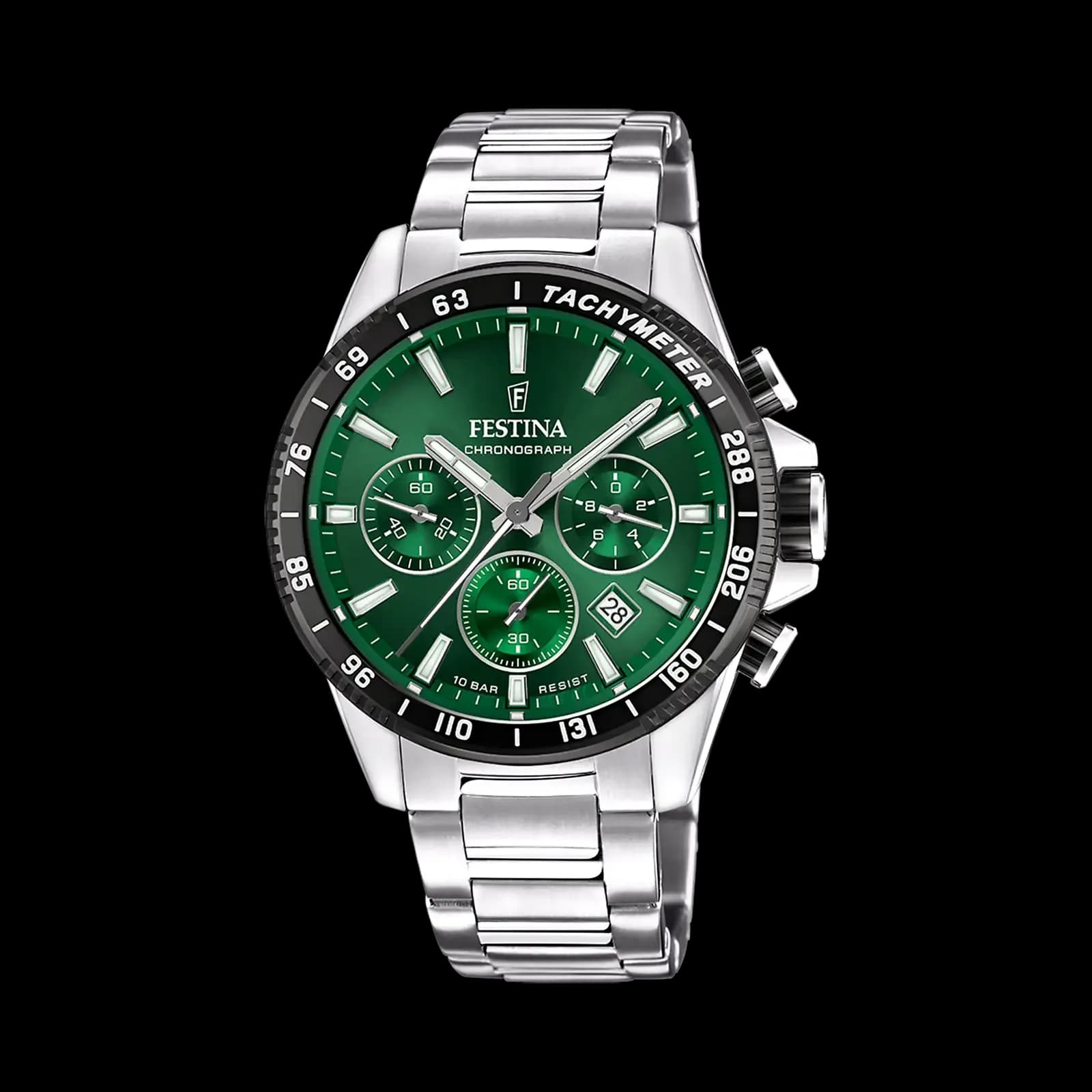 Festina Timeless Chronograph herr grön/stål, metallband - F20560/4 1