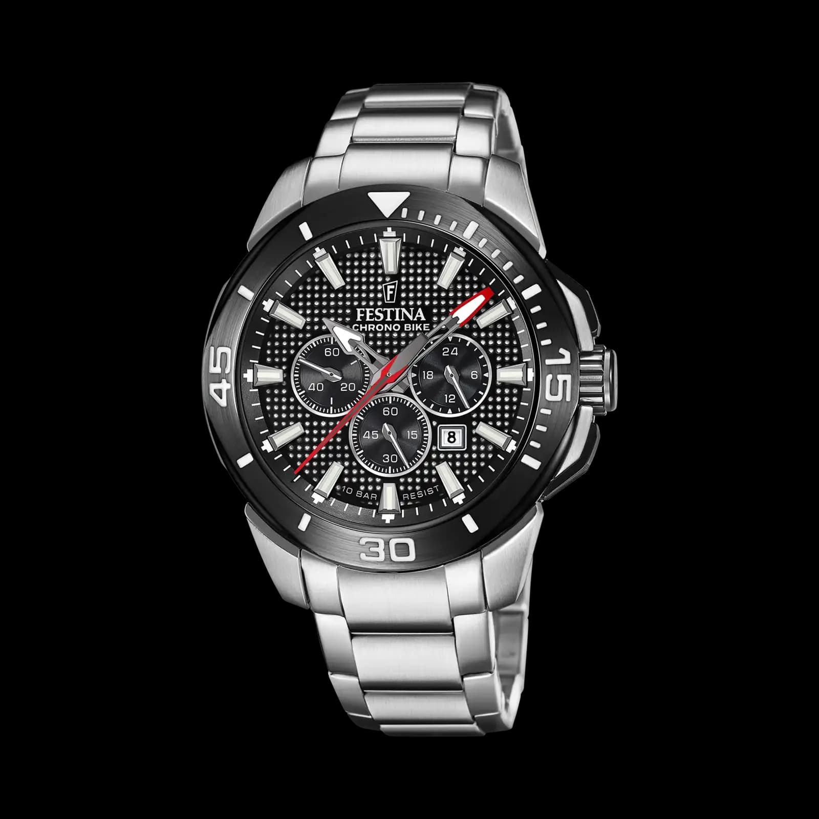 Festina Chrono Bike herrklocka svart/stål, metallband - F20641/4