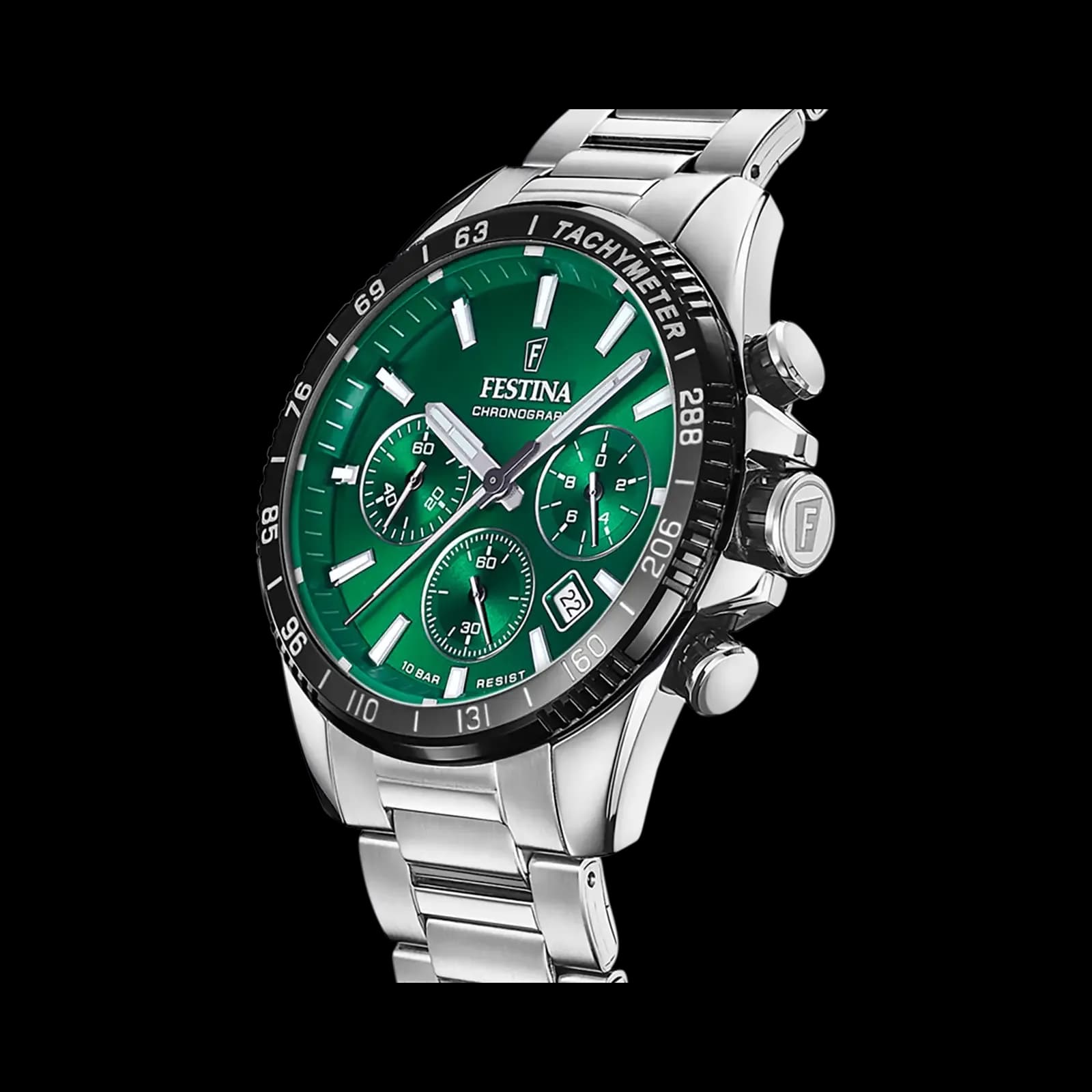 Festina Timeless Chronograph herr grön/stål, metallband - F20560/4 2