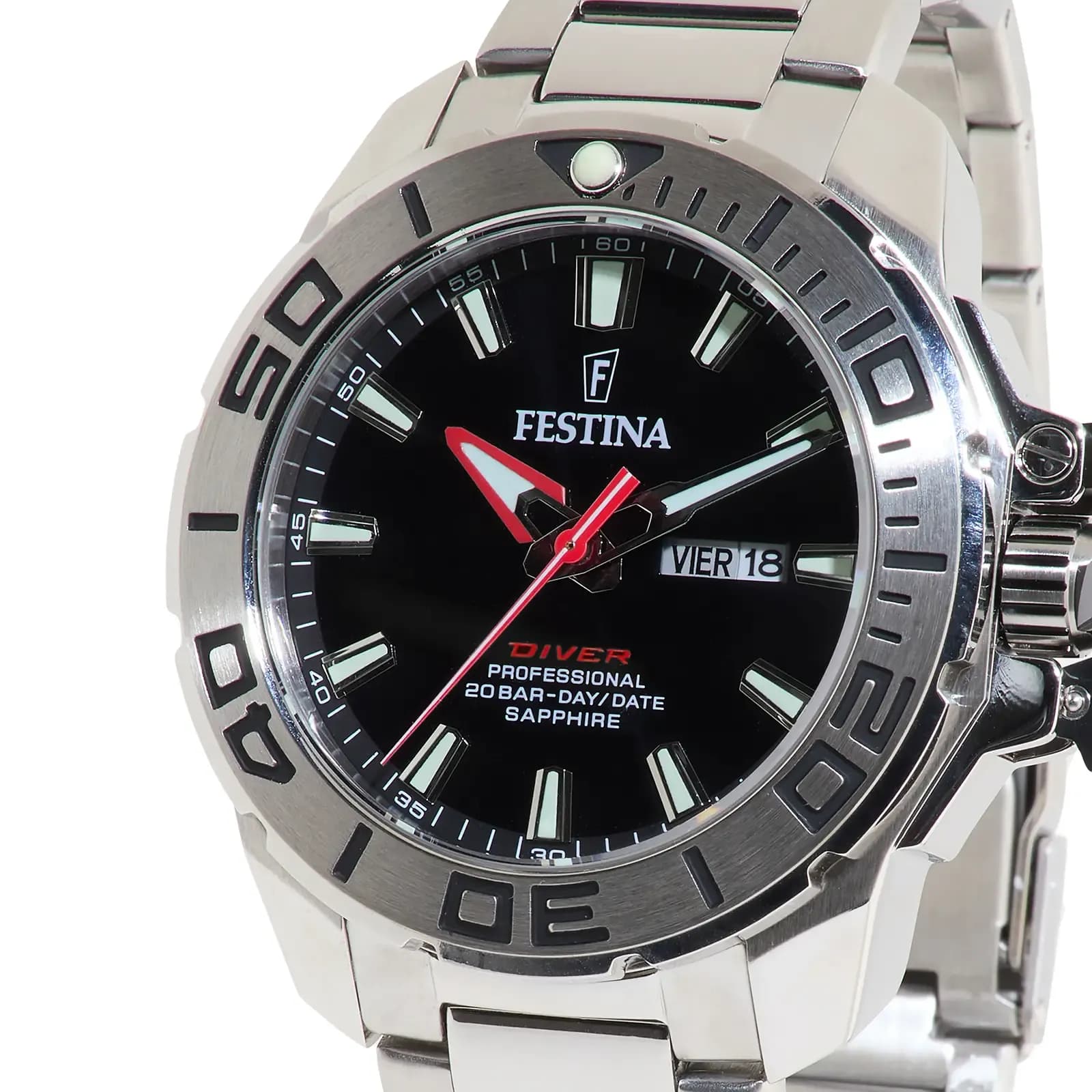 Festina The Original Diver herrklocka svart/stål, metallband - F20665/4 3