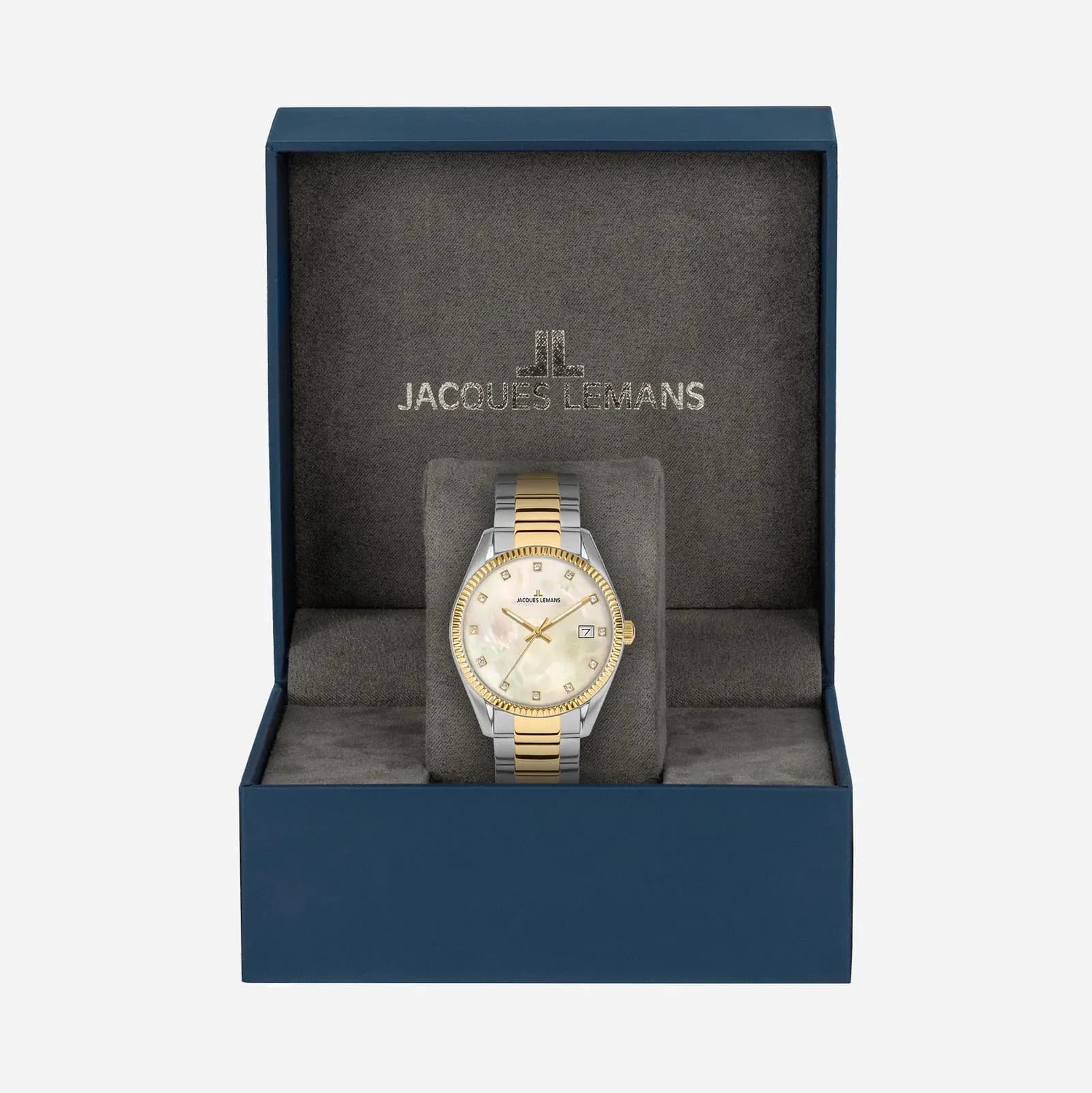 Jacques Lemans Derby - damklocka, vit/stål, 34 mm 2