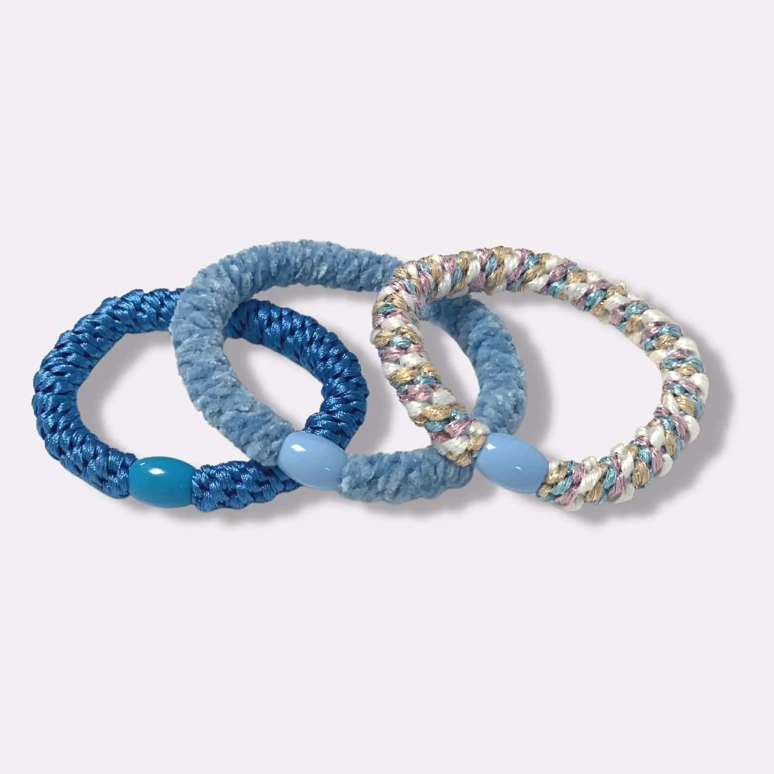 3-pack Flätade Hårsnoddar - Blå 2