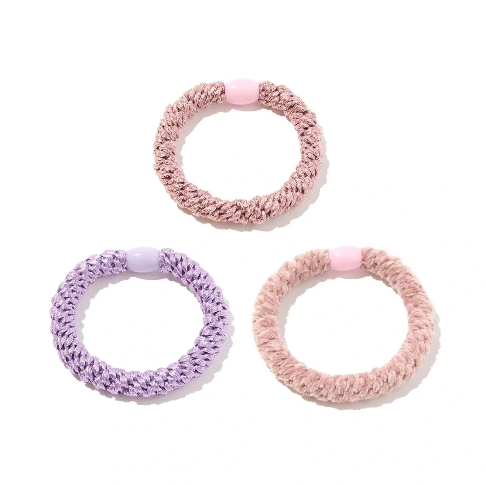 3-pack Flätade Hårsnoddar - Rosa