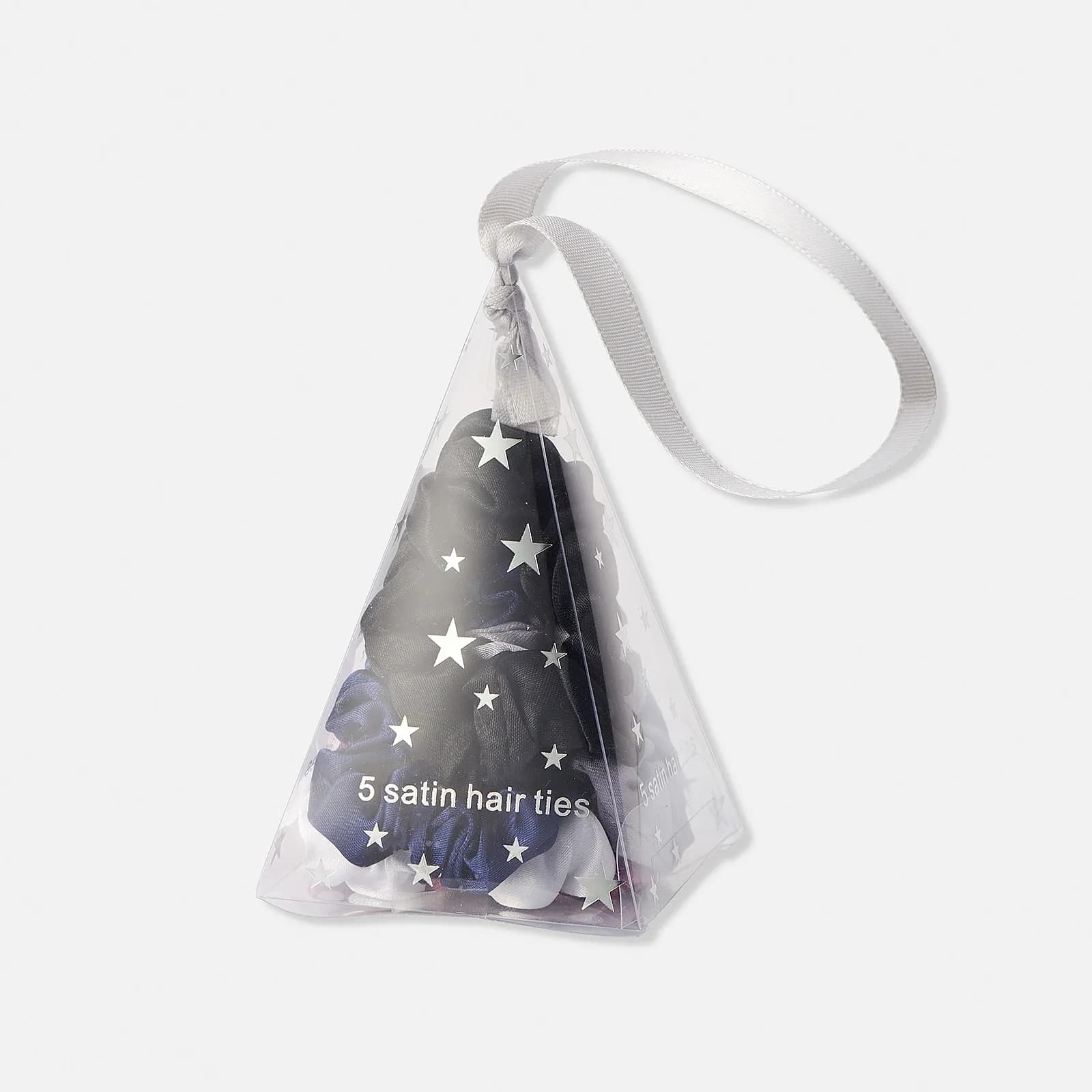 Presentförpackning med fem scrunchies svart/grå 2
