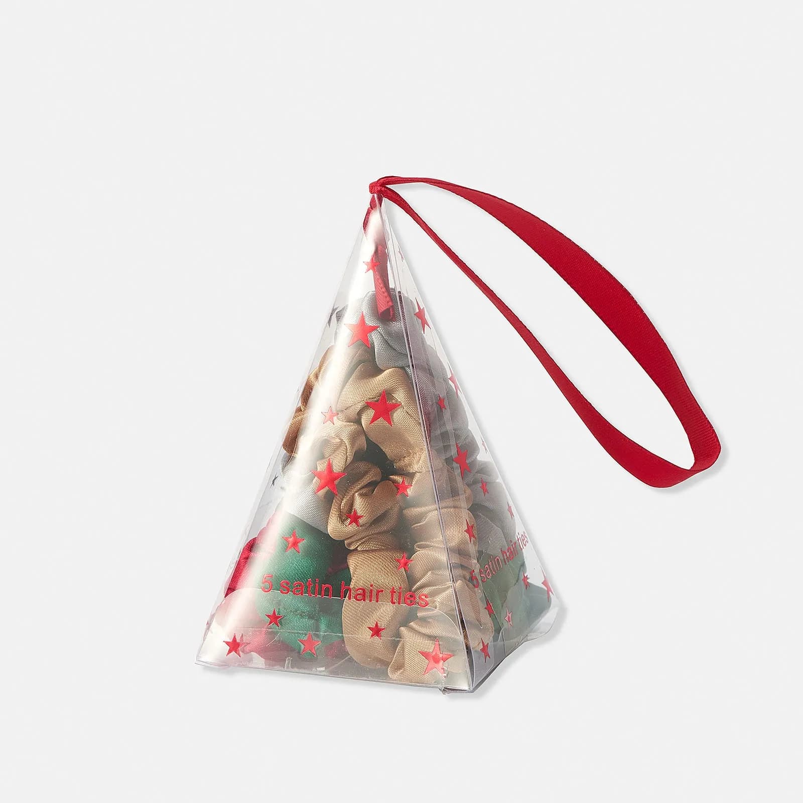 Presentförpackning med fem scrunchies röd/grön 2