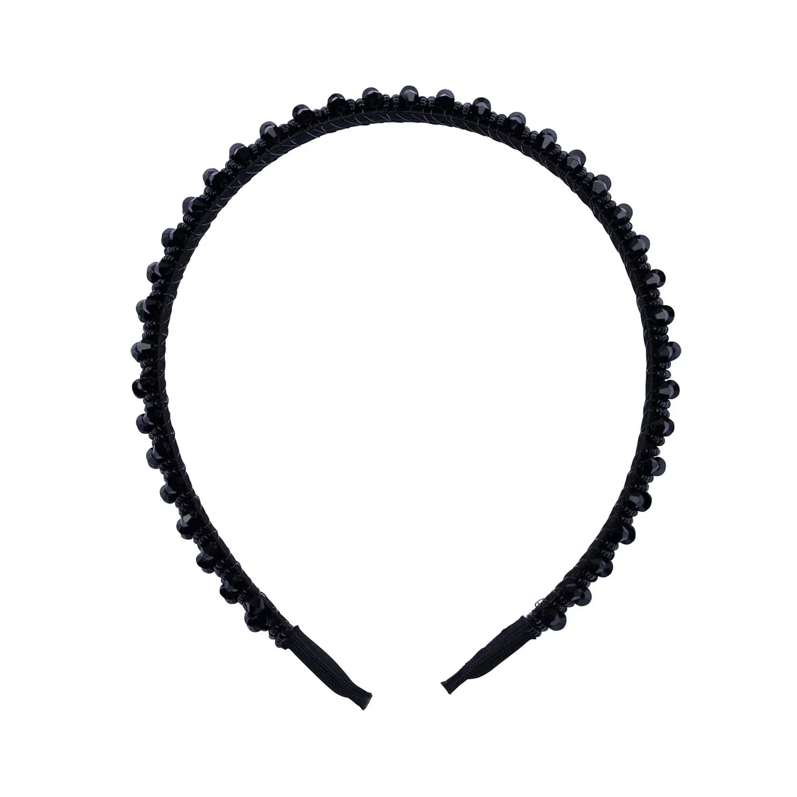 Svart diadem, facetterade pärlor - 13 mm