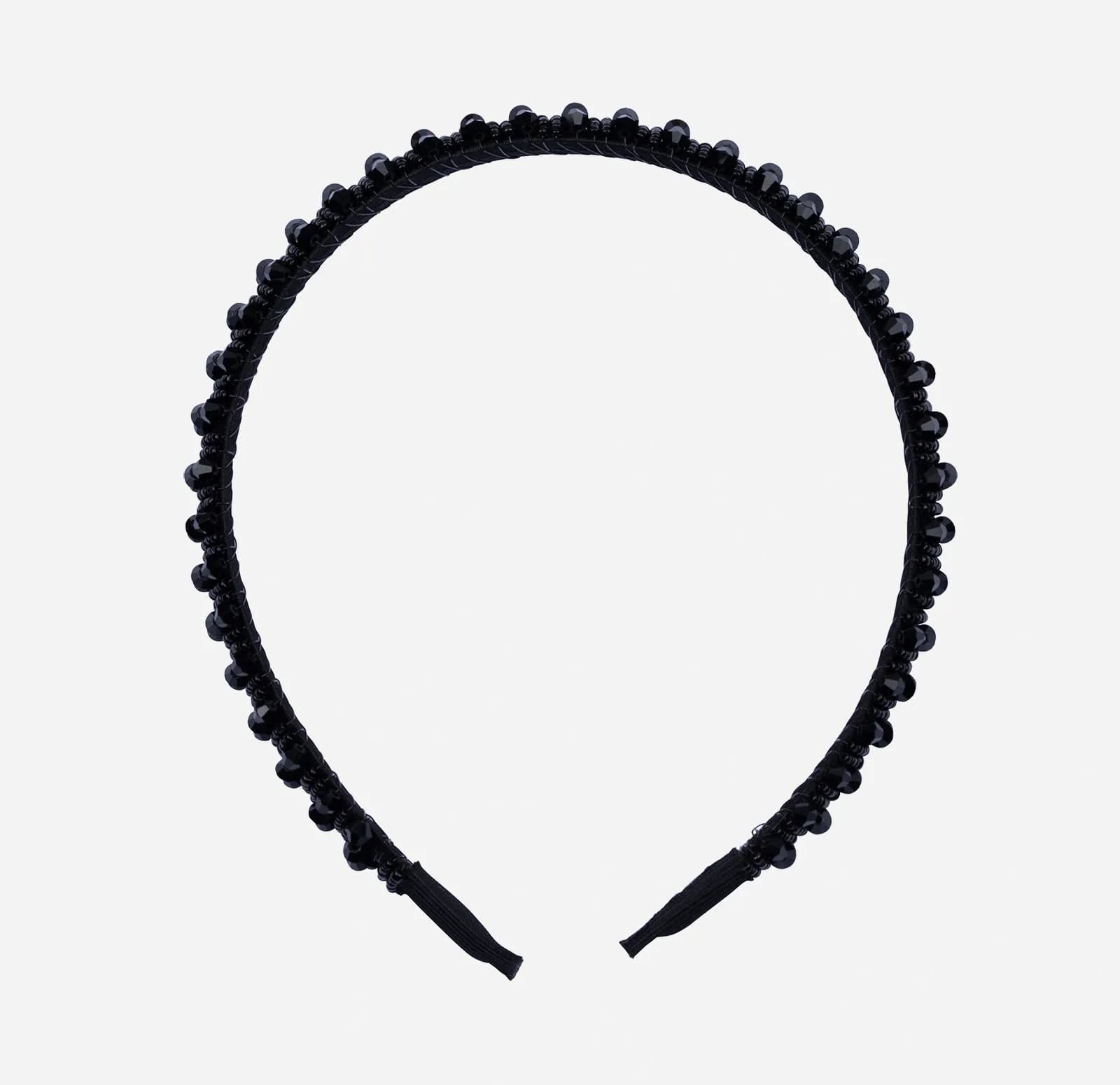 Svart diadem, facetterade pärlor - 13 mm